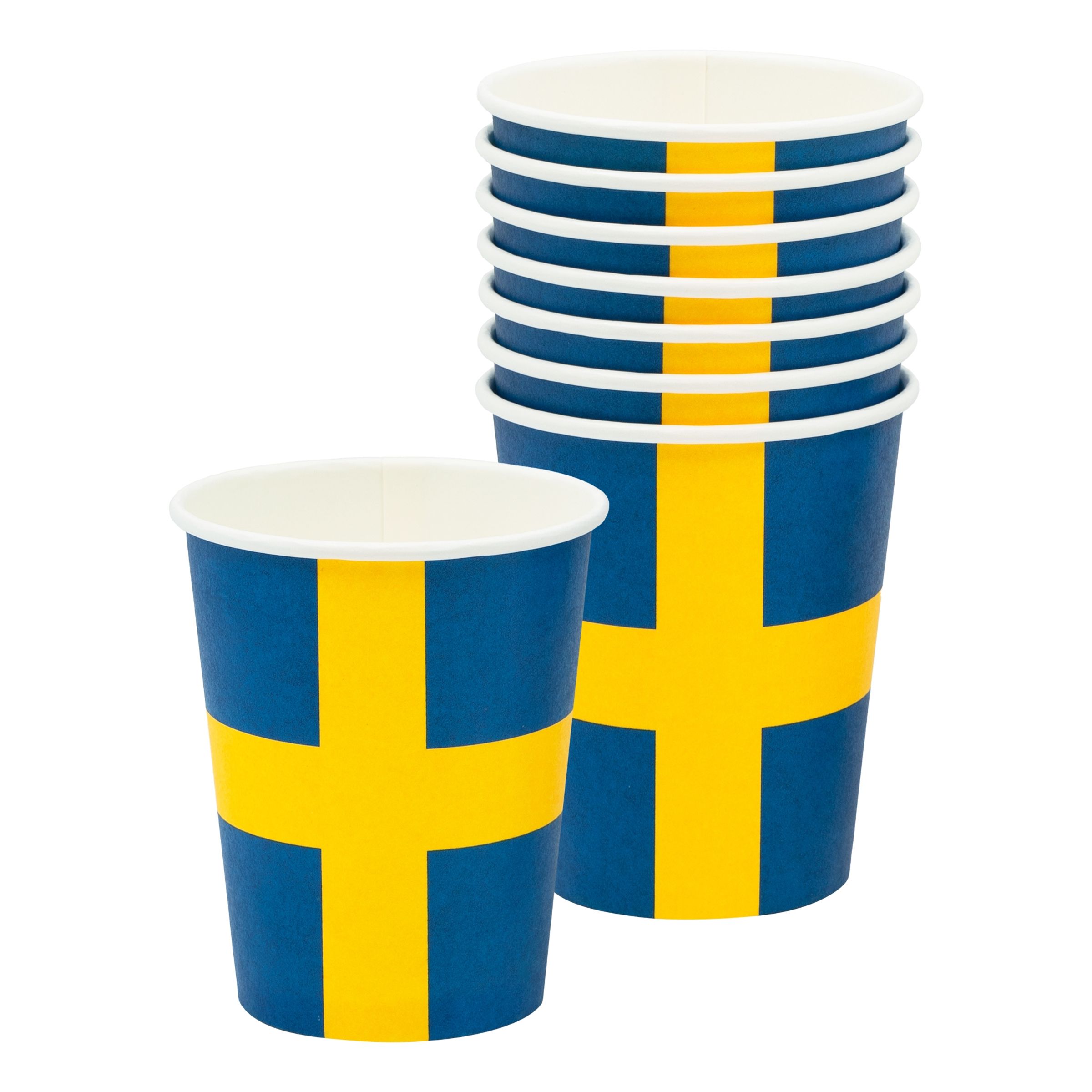 Pappersmuggar Svenska Flaggan - 8-pack