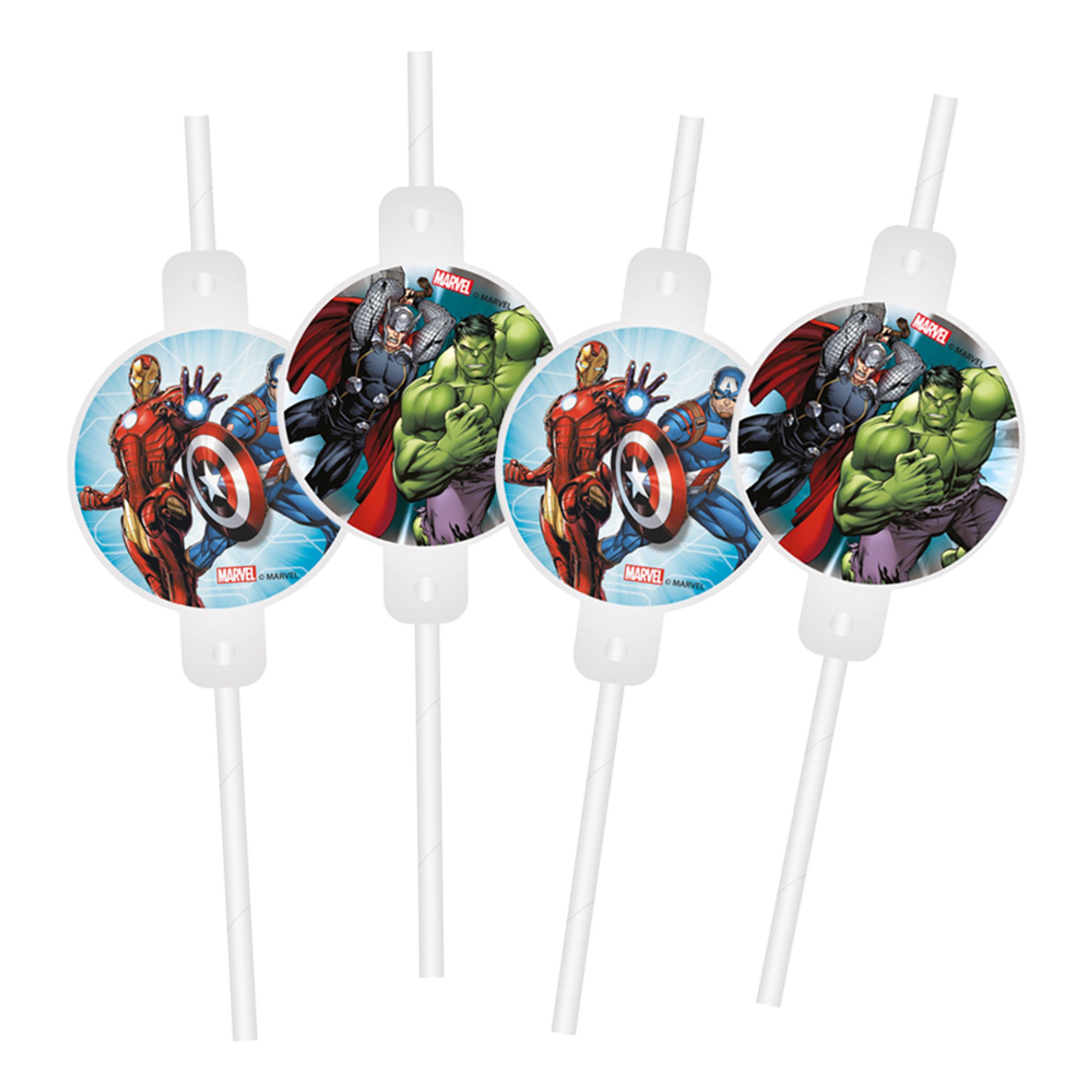 Papperssugrör Avengers Medallion - 4-pack | Hem - Bartillbehör - Drinktillbehör - Sugrör | Maskeradspecialisten