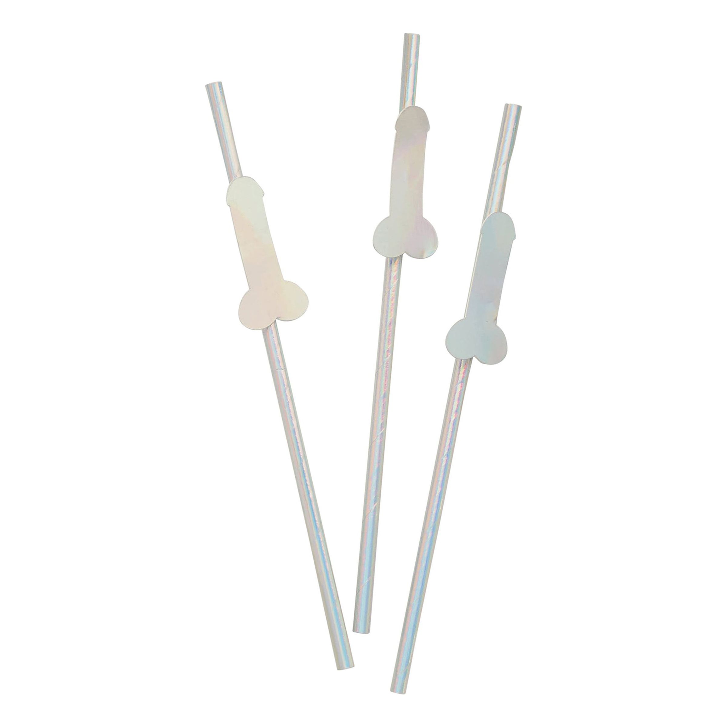 Papperssugrör Disco Penis - 16-pack | Hem - Teman - Färger - Silver | Pryloteket