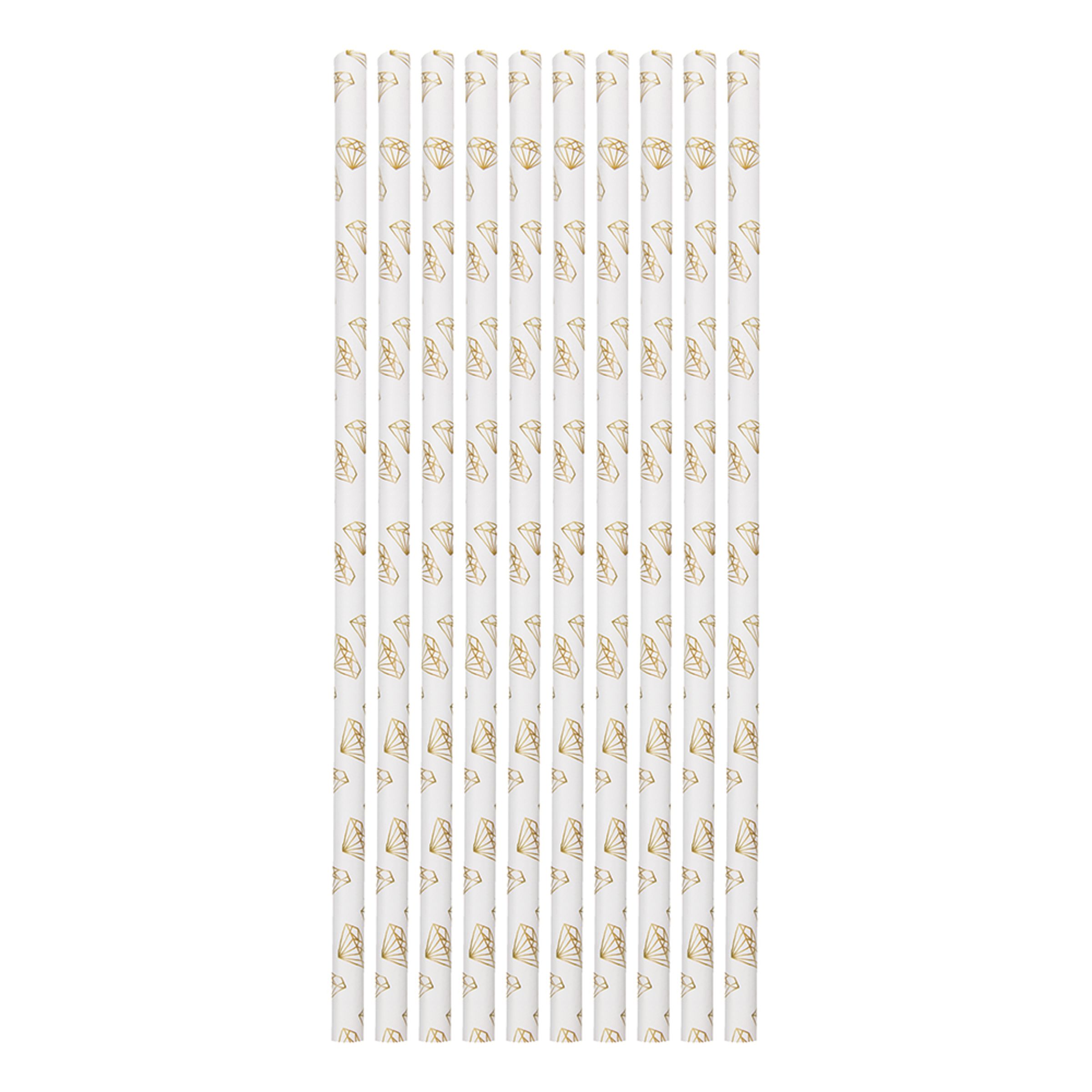 Papperssugrör Guld Diamanter - 10-pack