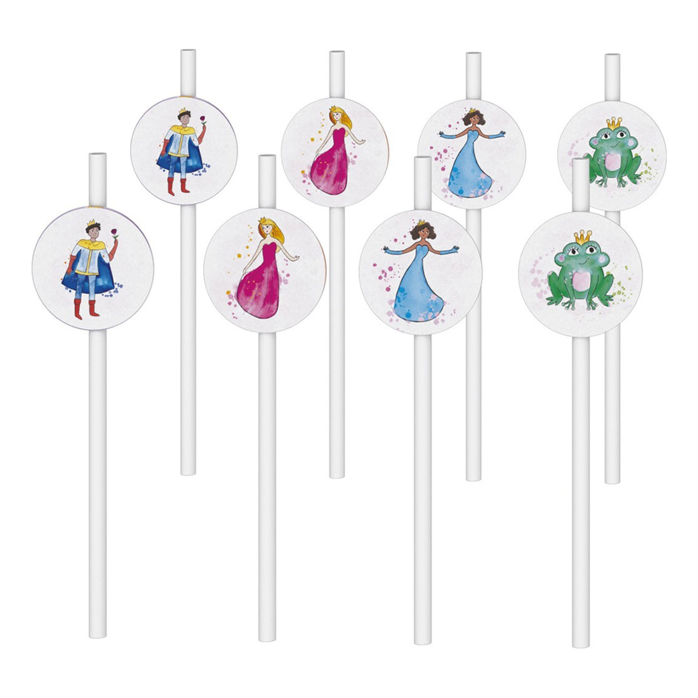 Papperssugrör Prinsessa - 8-pack | Hem - Bartillbehör - Drinktillbehör - Sugrör | Maskeradspecialisten