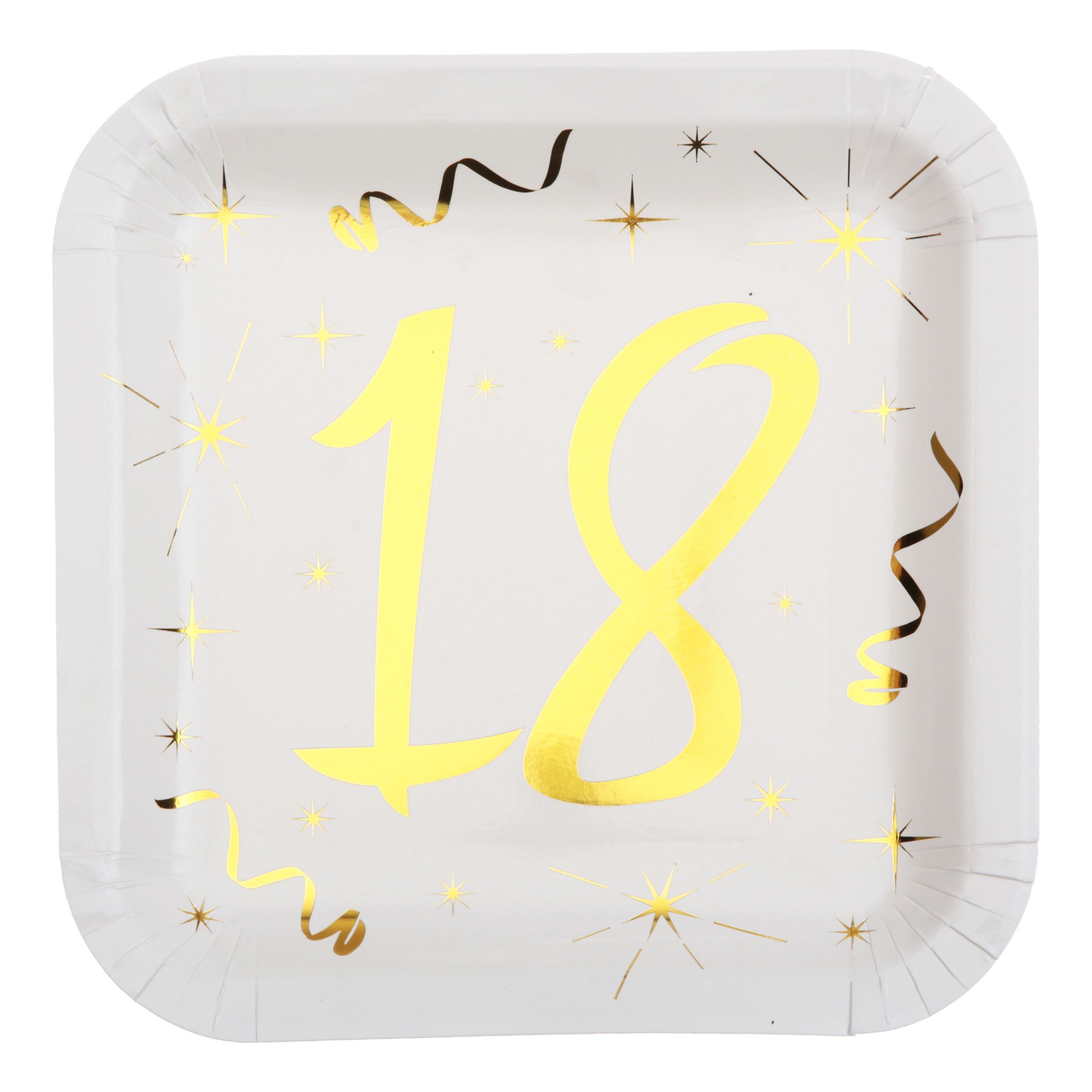 Paptallerkener 18 Hvid/Guld - 10-pak