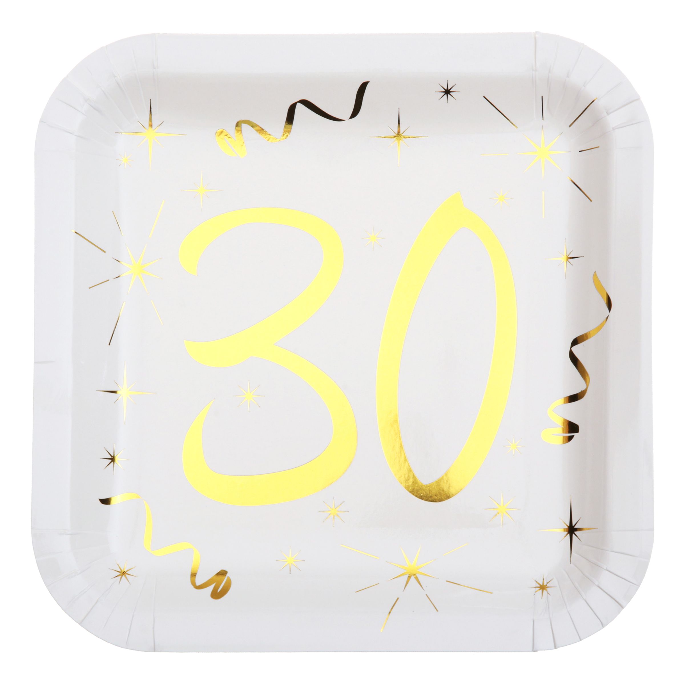 Paptallerkener 30 Hvid/Guld - 10-pak