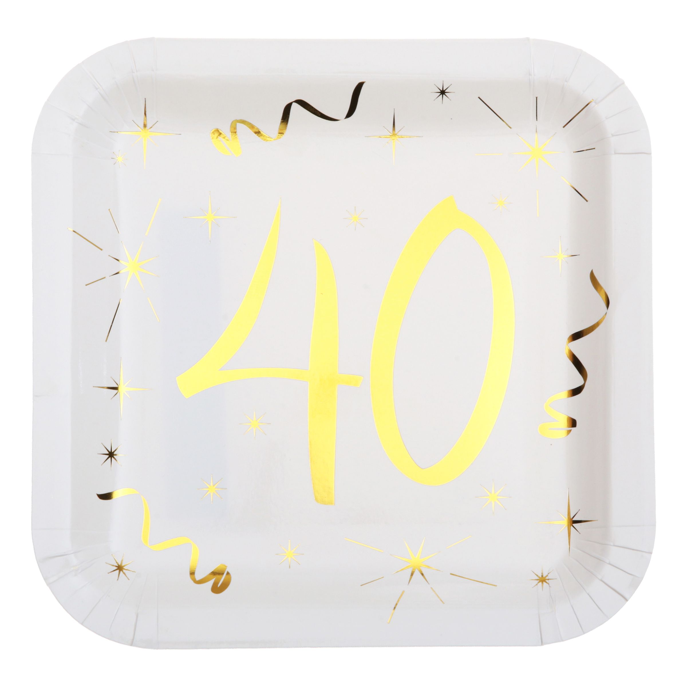 Paptallerkener 40 Hvid/Guld - 10-pak