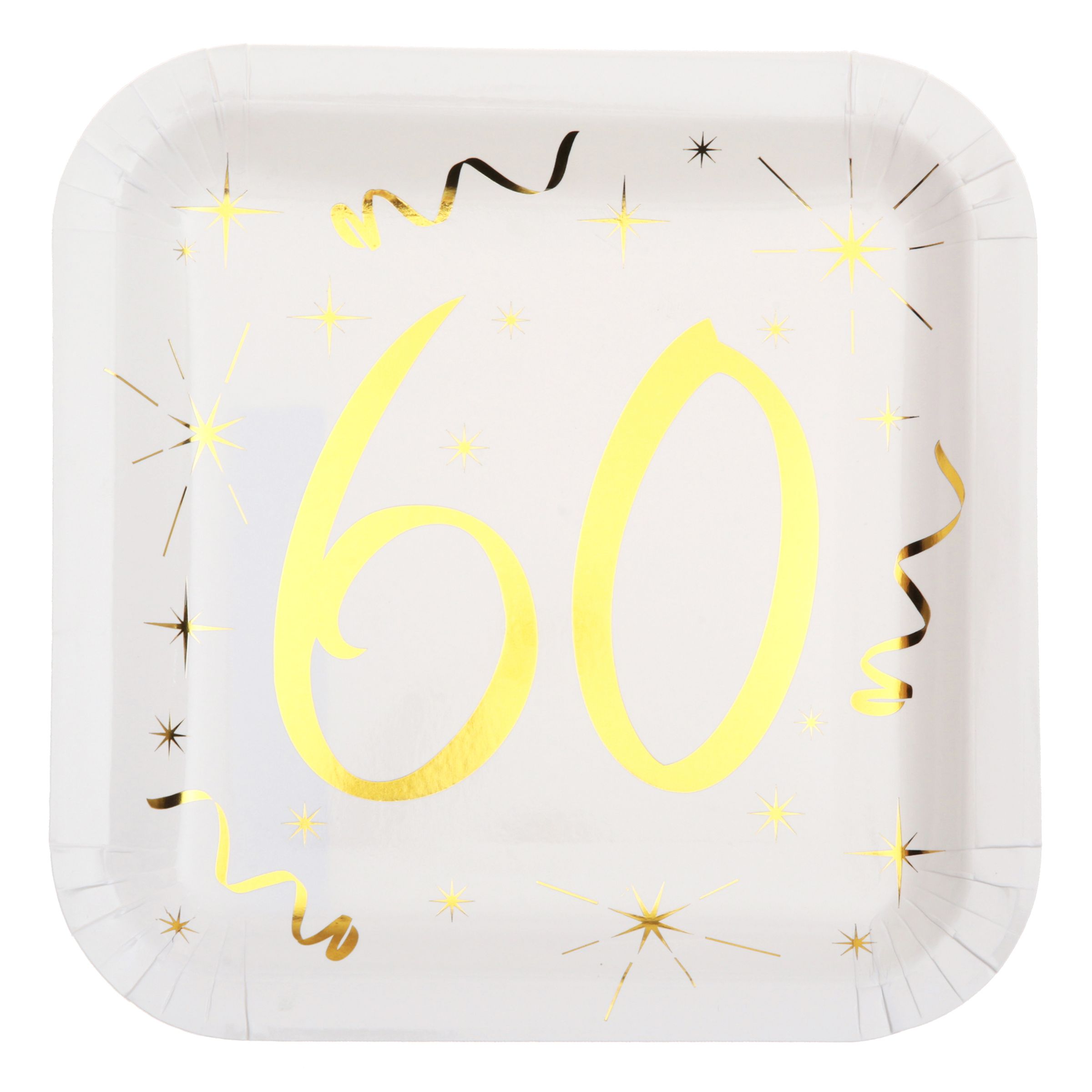 Paptallerkener 60 Hvid/Guld - 10-pak