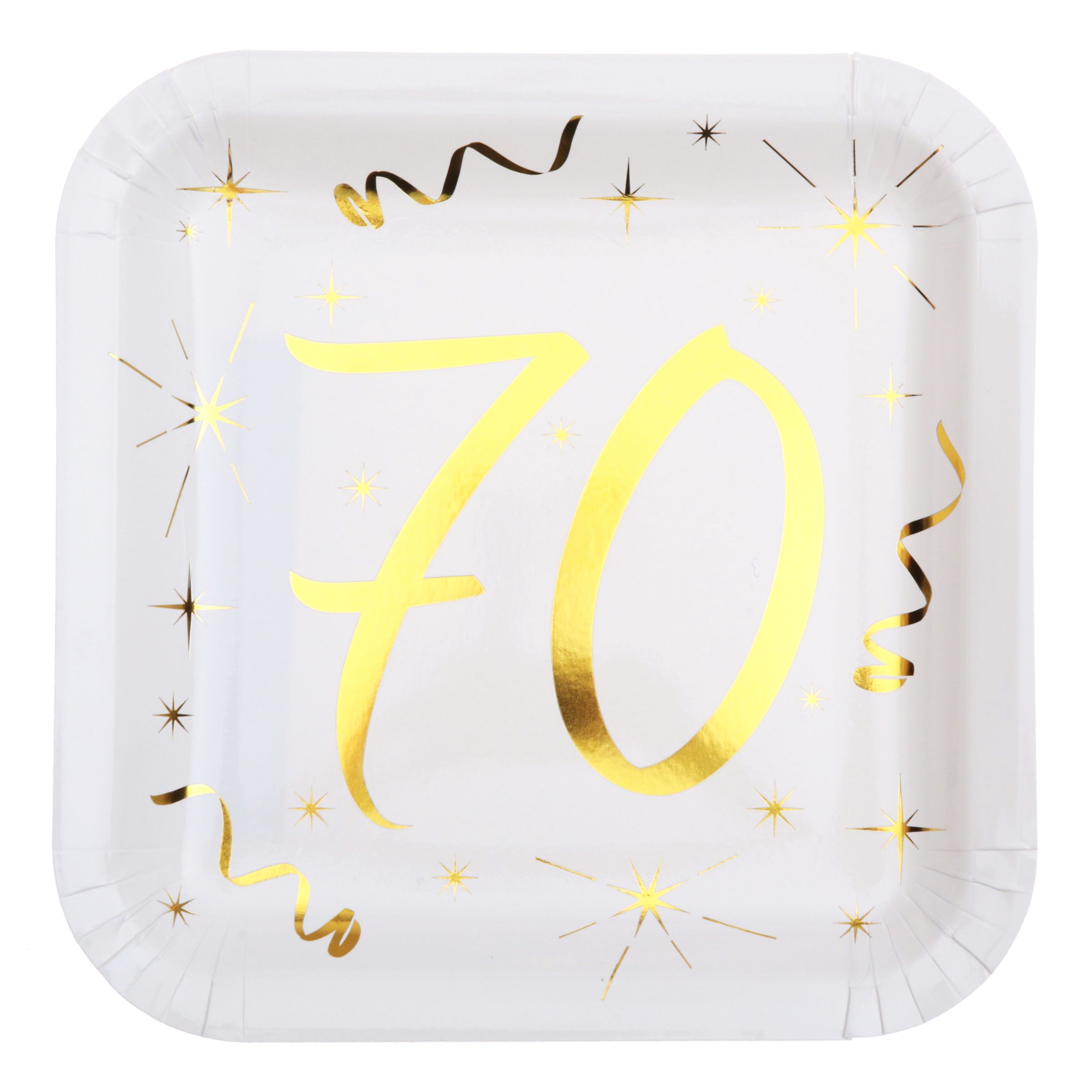 Paptallerkener 70 Hvid/Guld - 10-pak