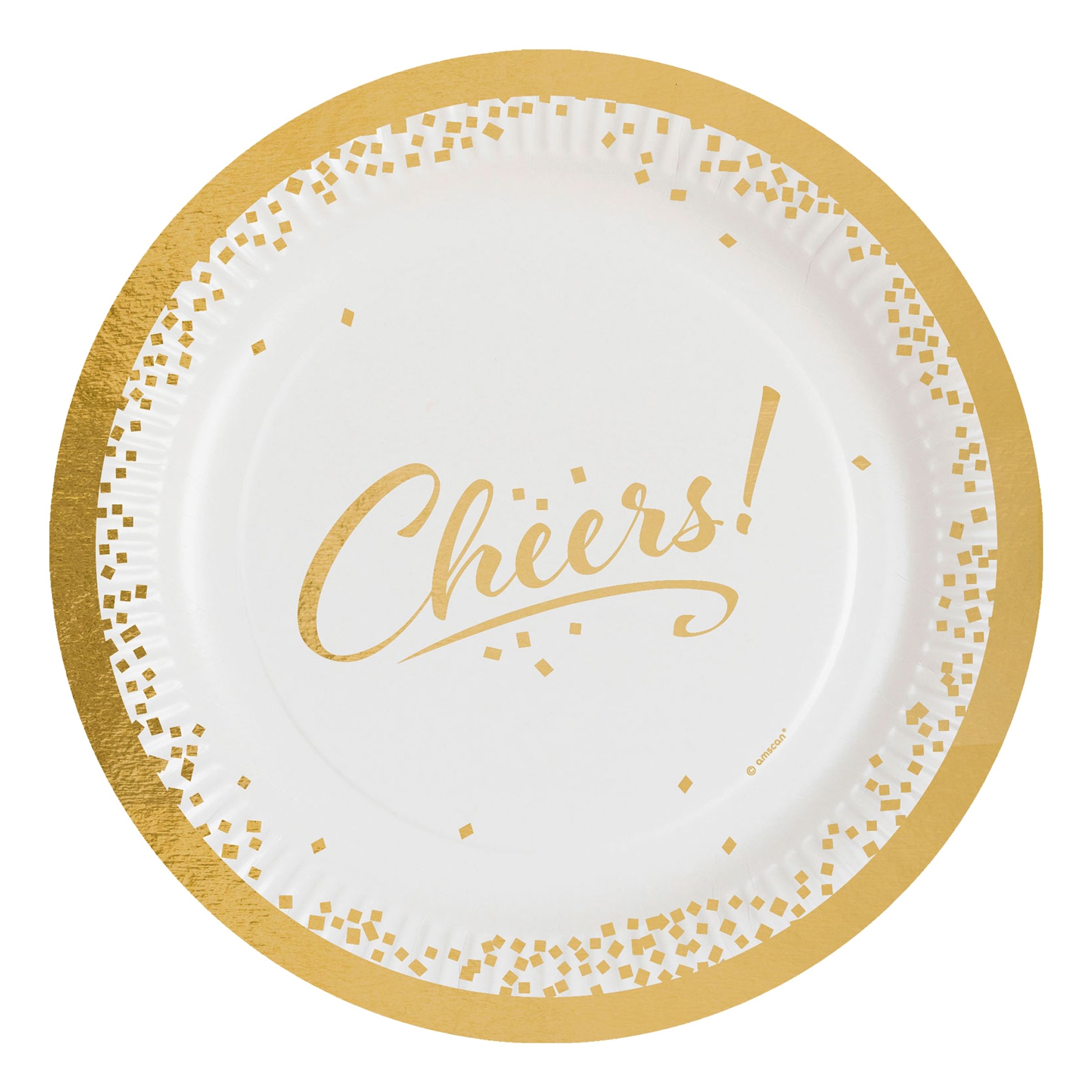 Papperstallrikar Cheers Golden Wishes - 8-pack | Hem//Festartiklar//Dukning//Engångstallrikar | PartyOutlet