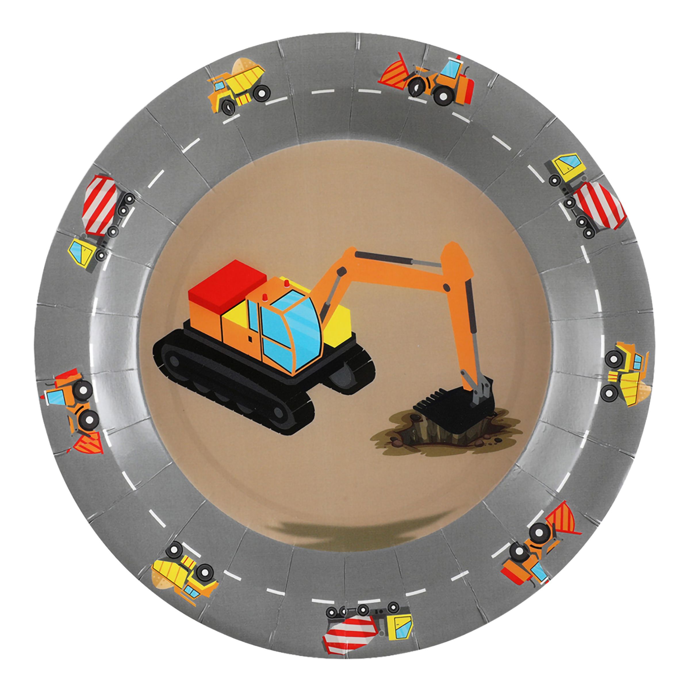 Papperstallrikar Construction Party - 10-pack | Hem - Festartiklar - Dukning - Engångstallrikar - Papperstallrikar | Pryloteket