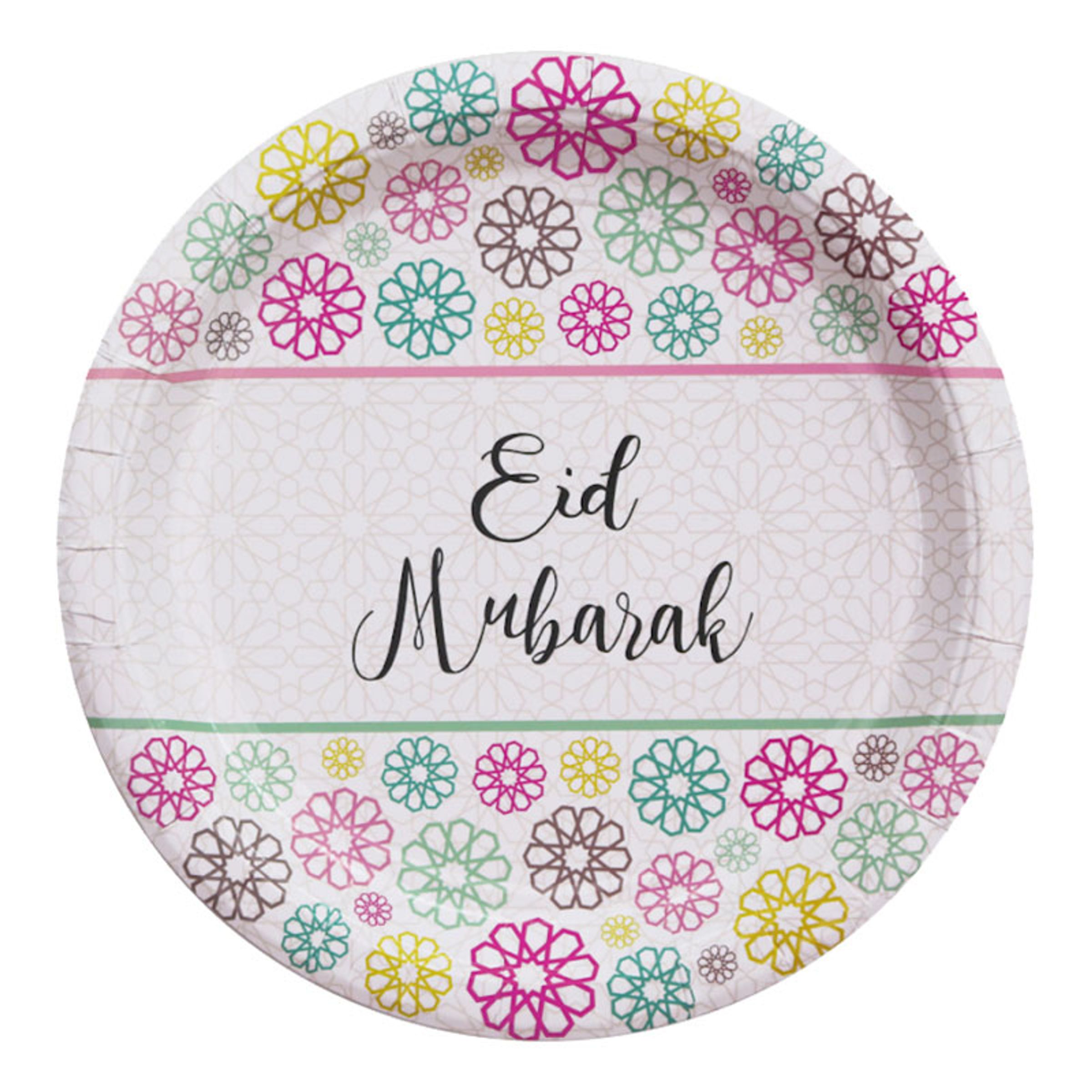 Läs mer om Papperstallrikar Eid Mubarak Geo - 5-pack
