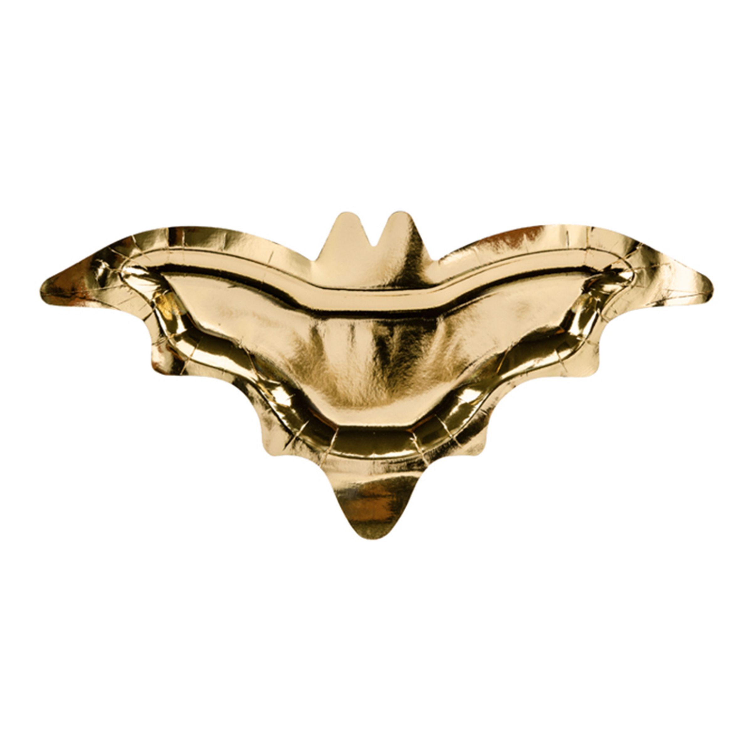 Läs mer om Papperstallrikar Fladdermus Guld Metallic - 6-pack