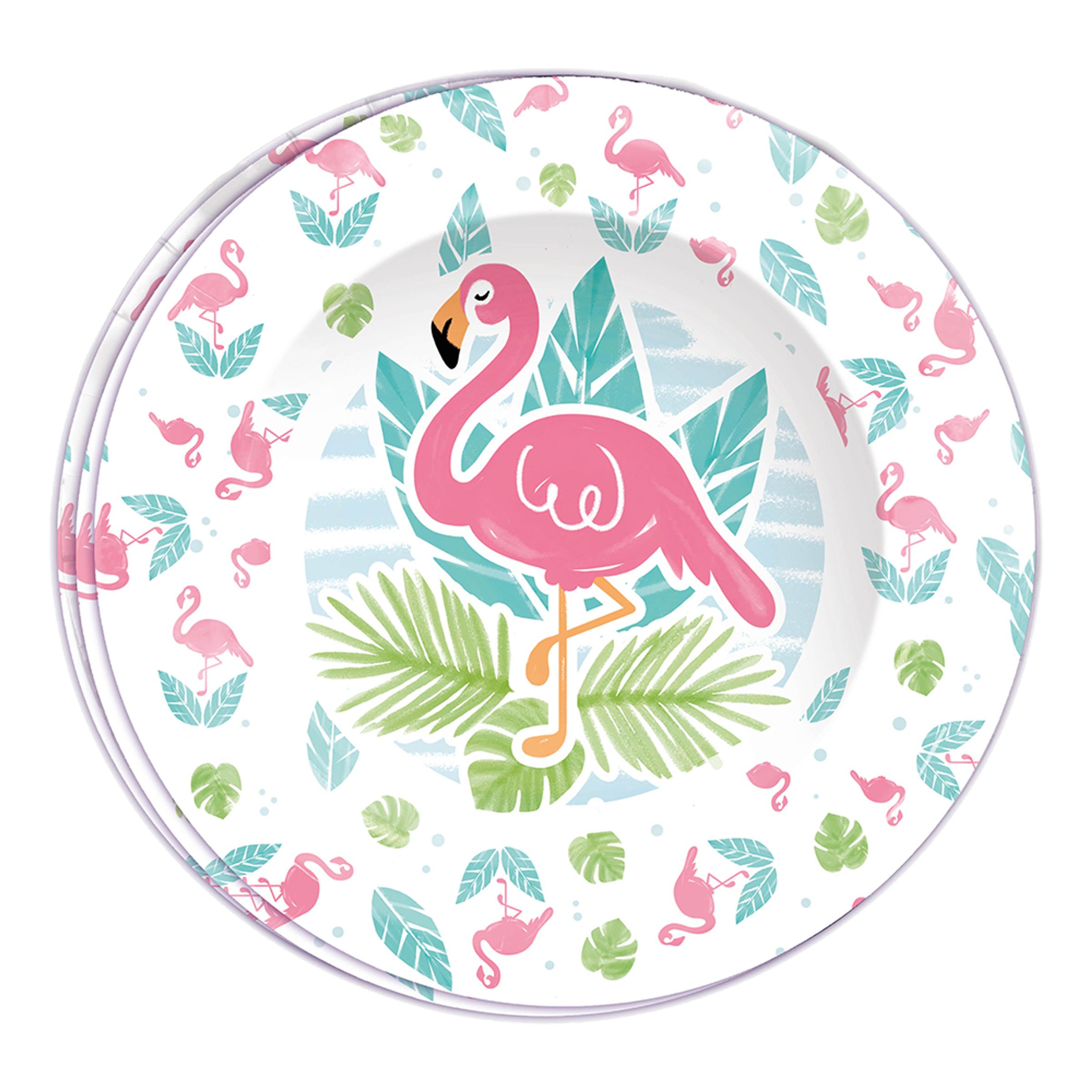 Läs mer om Papperstallrikar Flamingos - 8-pack