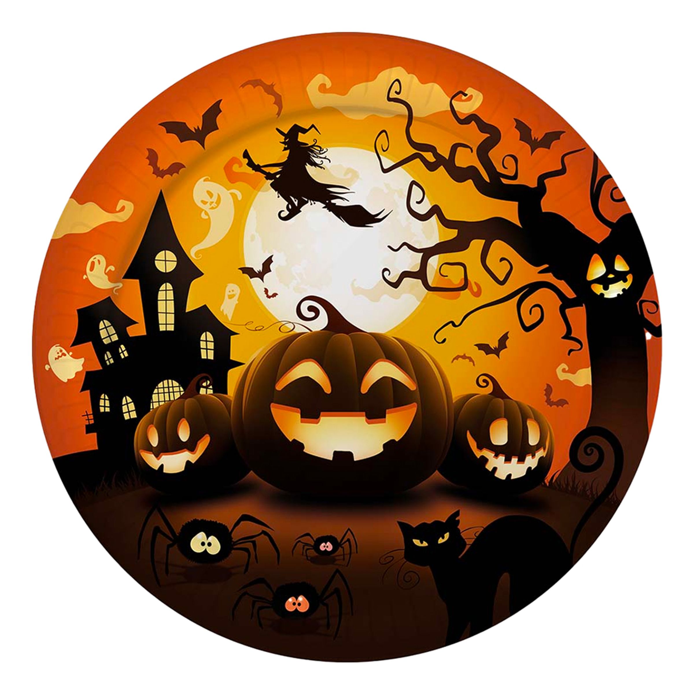 Läs mer om Papperstallrikar Halloweenpumpa - 6-pack