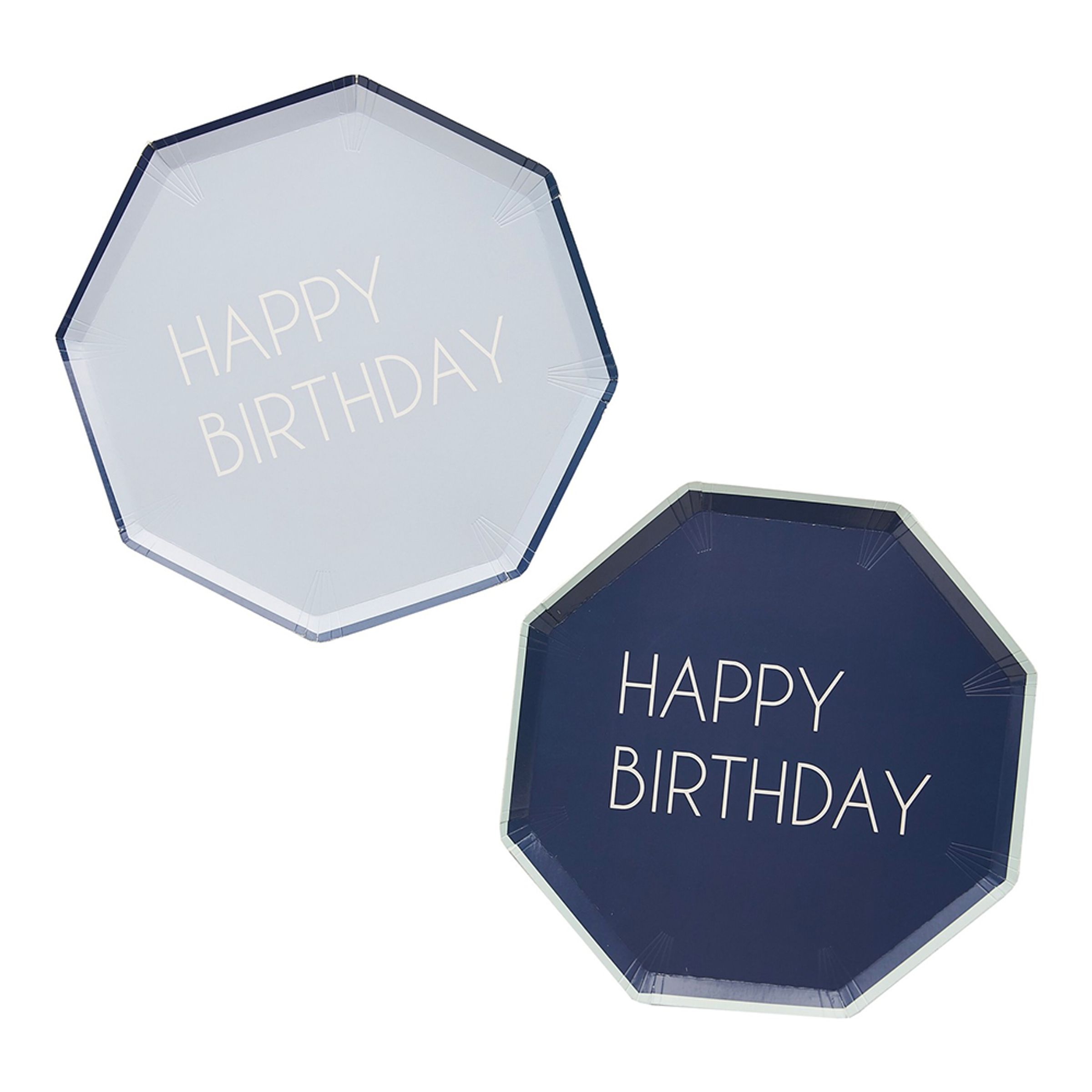 Papperstallrikar Happy Birthday Navy - 8-pack