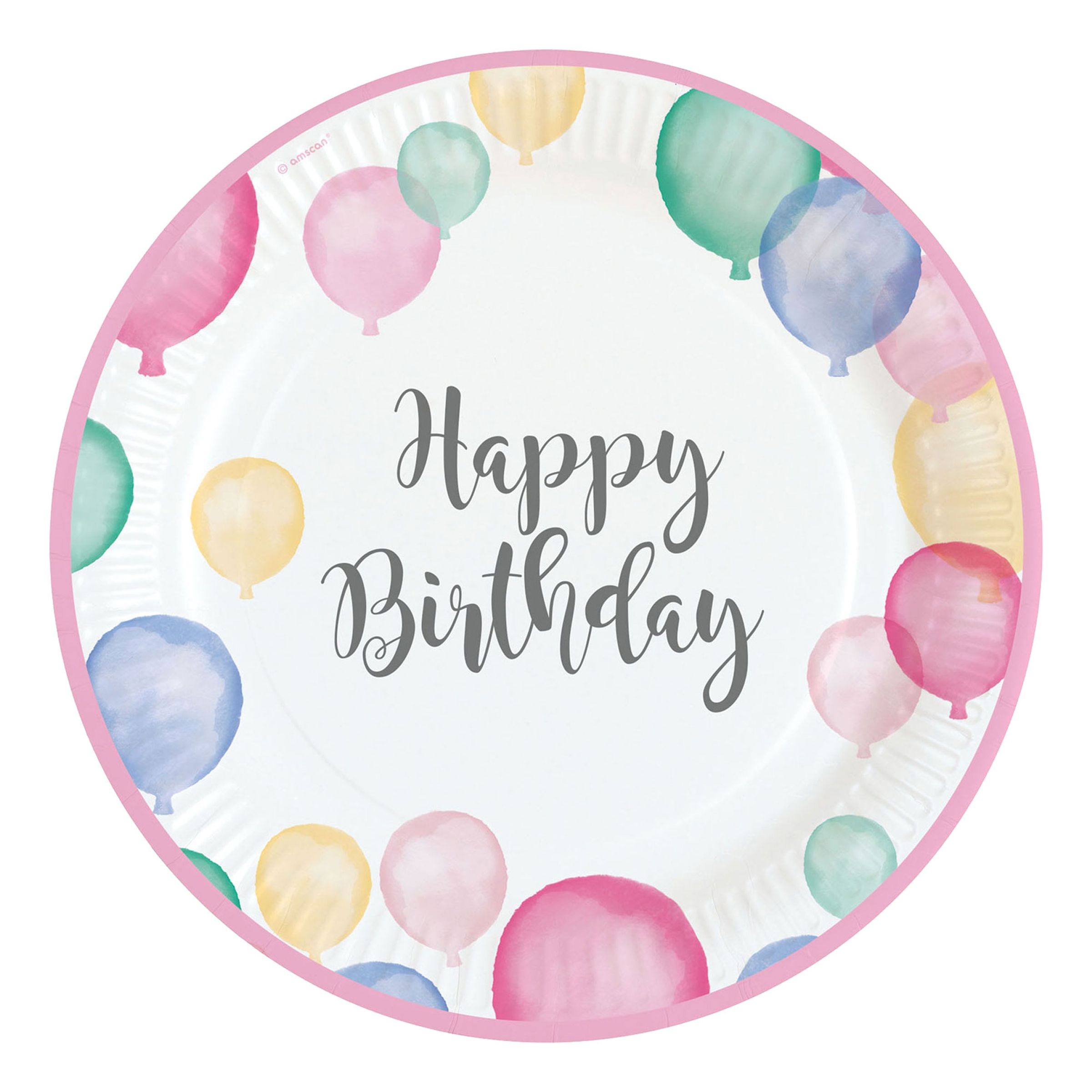 Läs mer om Papperstallrikar Happy Birthday Pastell - 8-pack