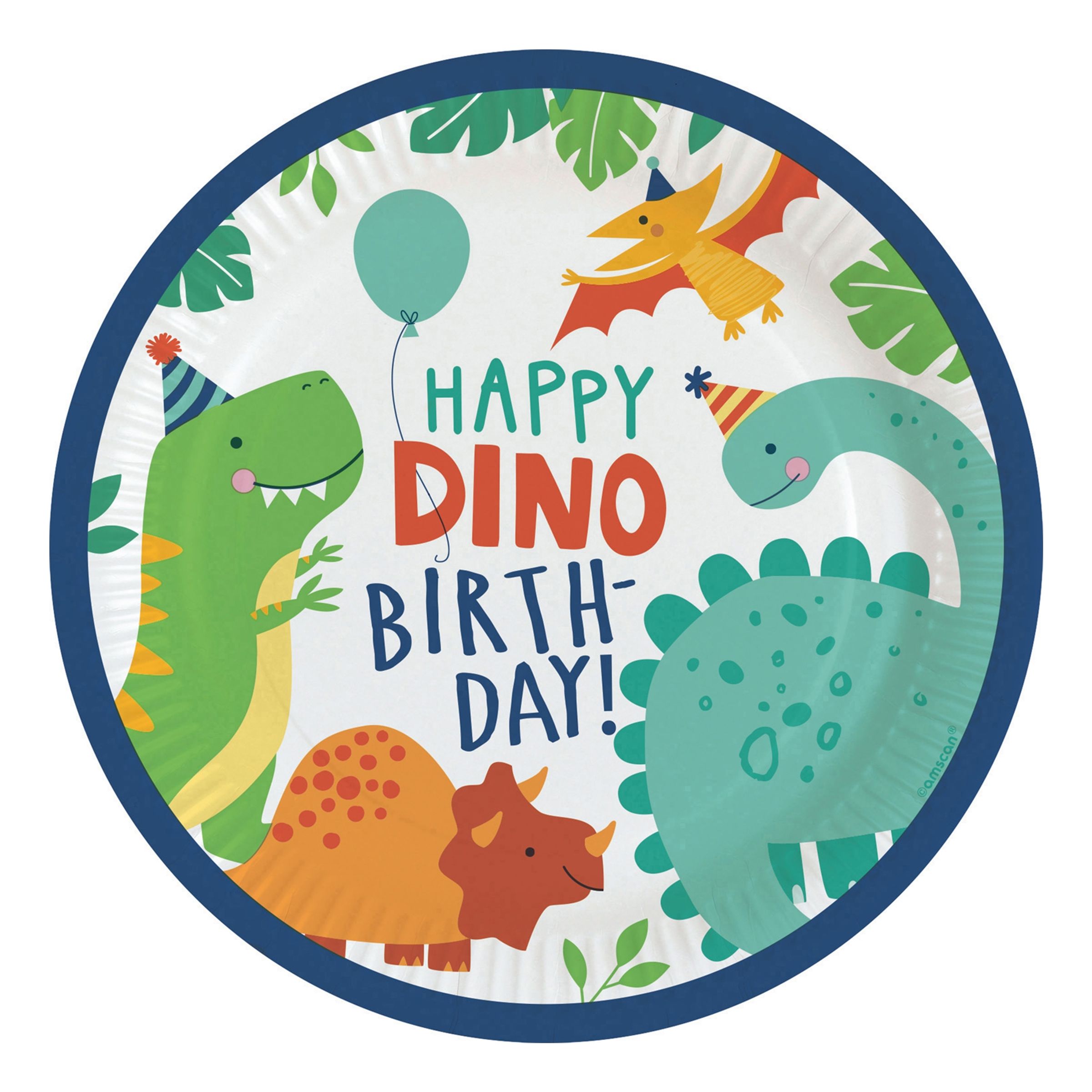 Läs mer om Papperstallrikar Happy Dino Birthday - 8-pack