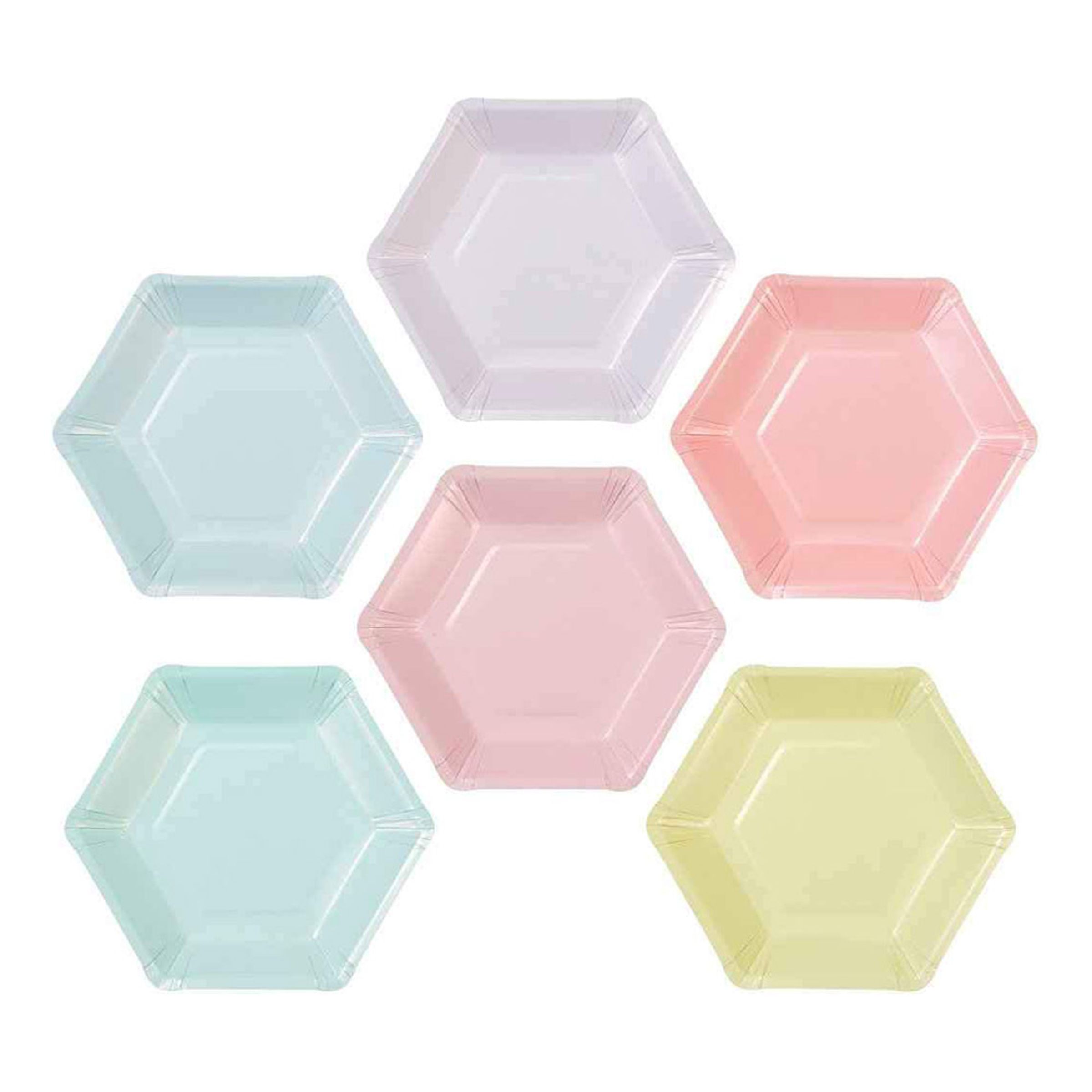 Papperstallrikar Hexagon We Love Pastel - 12-pack