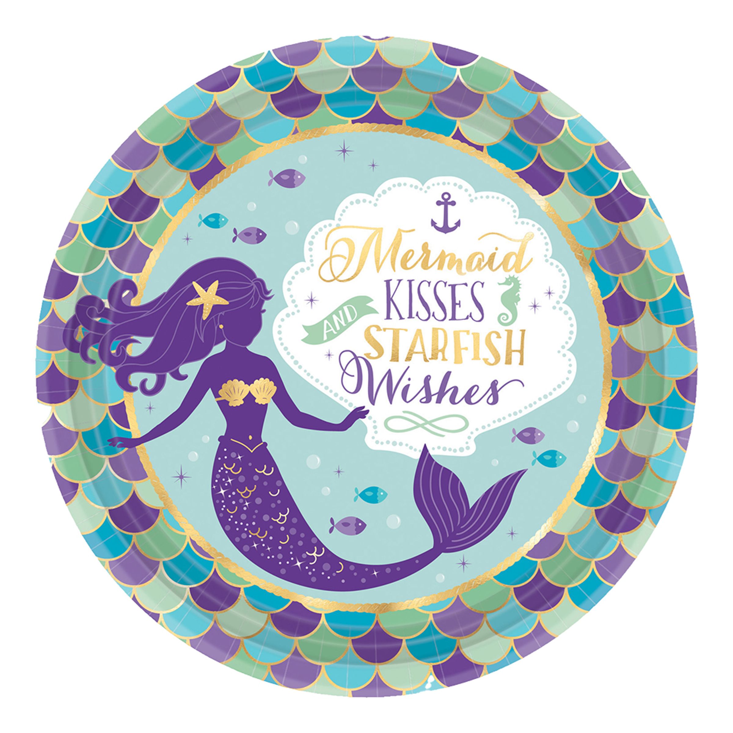Läs mer om Papperstallrikar Mermaid Wishes - 8-pack