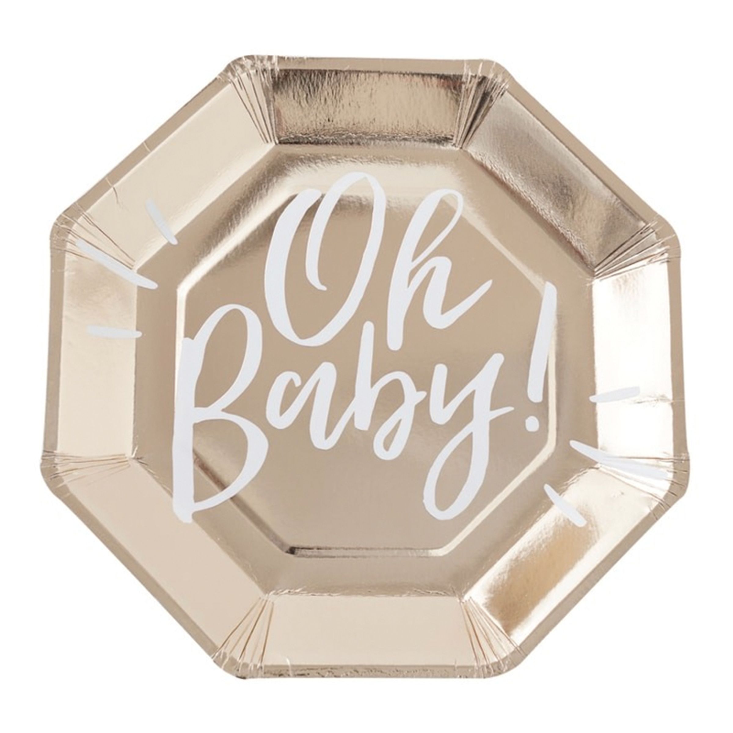 Läs mer om Papperstallrikar Oh Baby Guld Oktagon - 8-pack