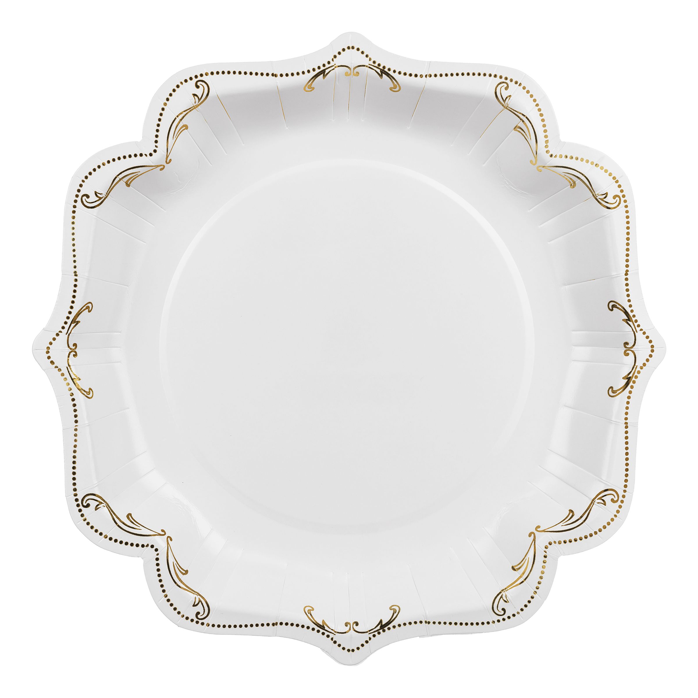 Papperstallrikar Ornament Guld/Vit - 6-pack | Hem - Teman - Högtider - Bröllop - Bröllopsdukning | Pryloteket