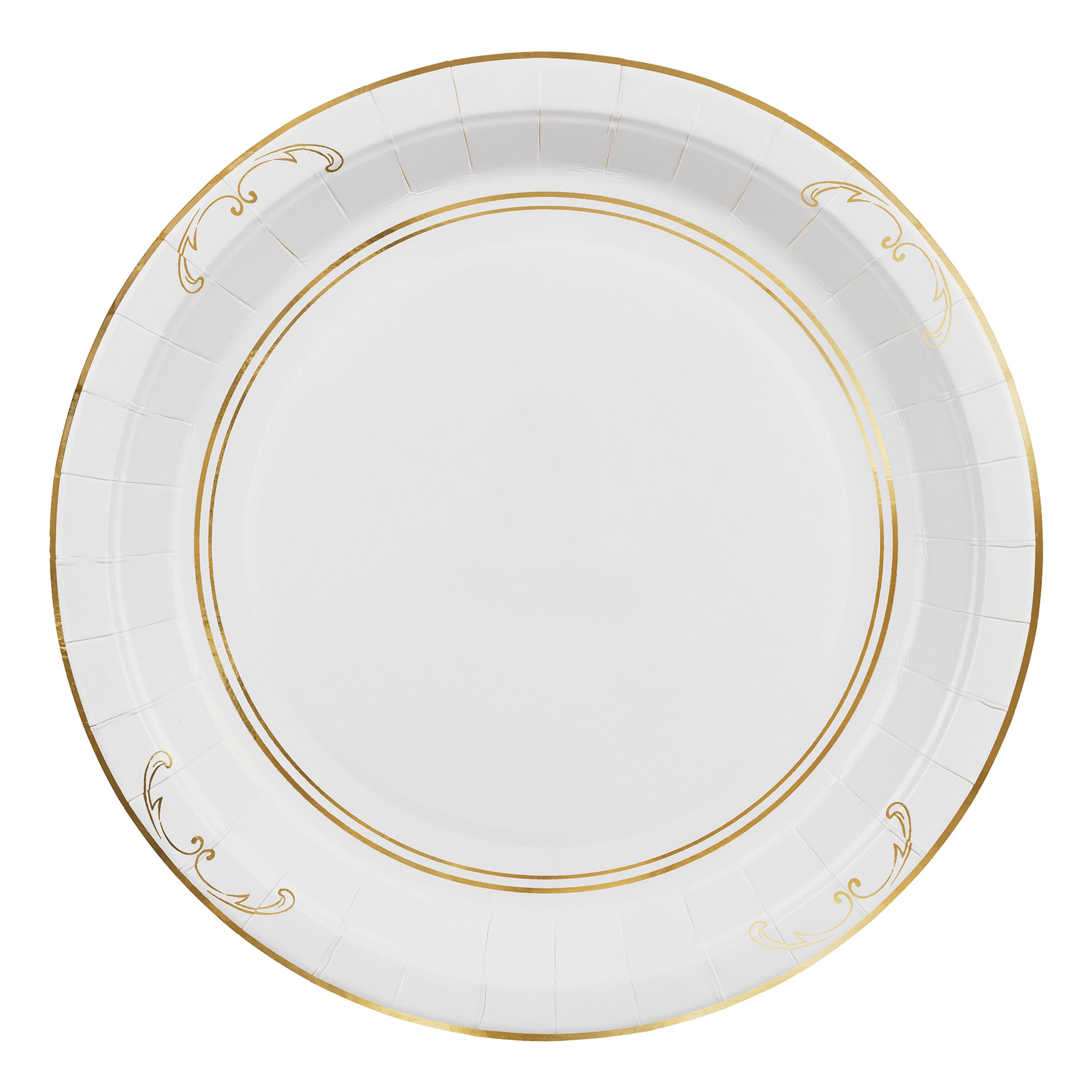 Papperstallrikar Ornament Guld/Vit - 6-pack | Hem - Teman - Högtider - Nyår - Nyårsdukning | Maskeradspecialisten