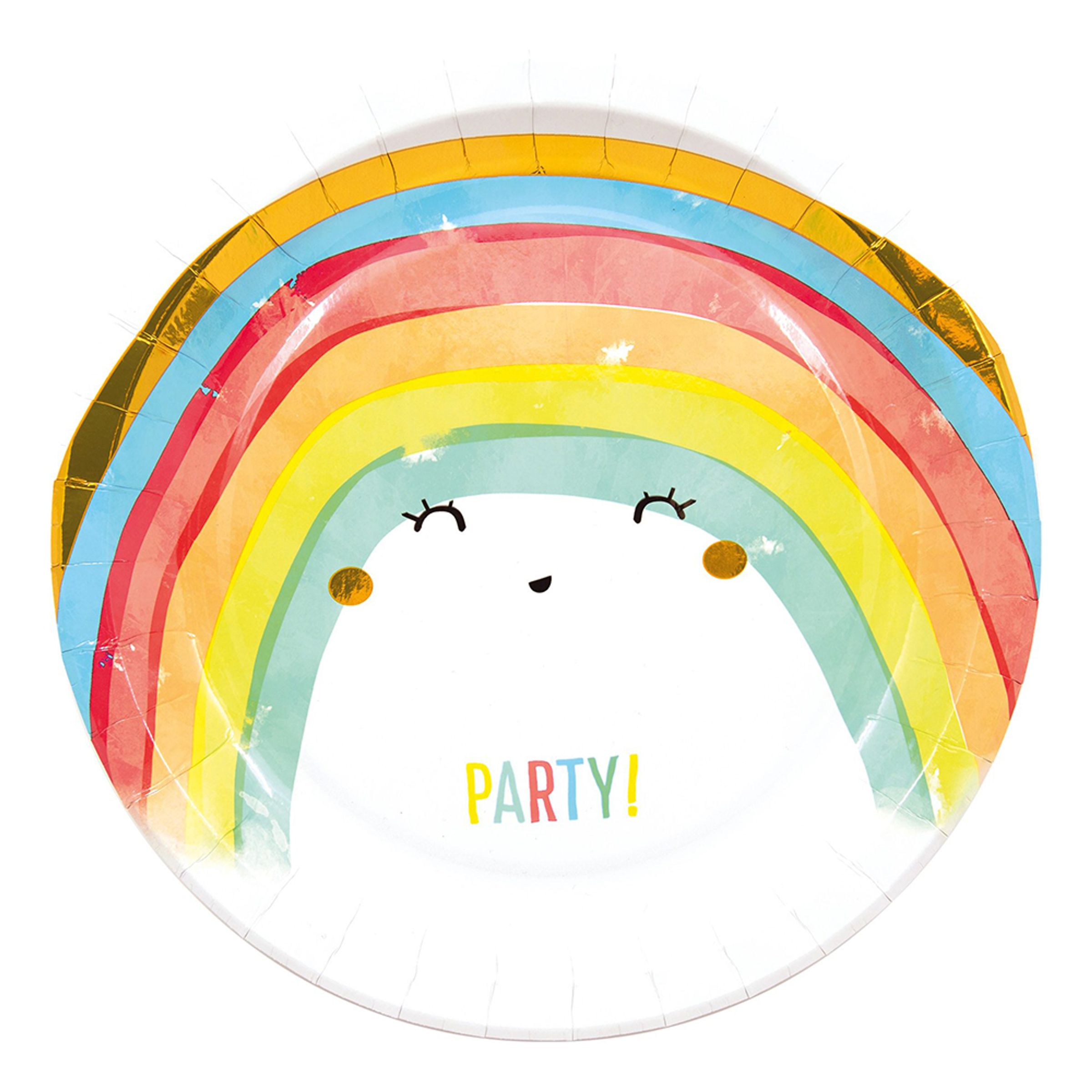 Papperstallrikar Rainbow Party - 8-pack