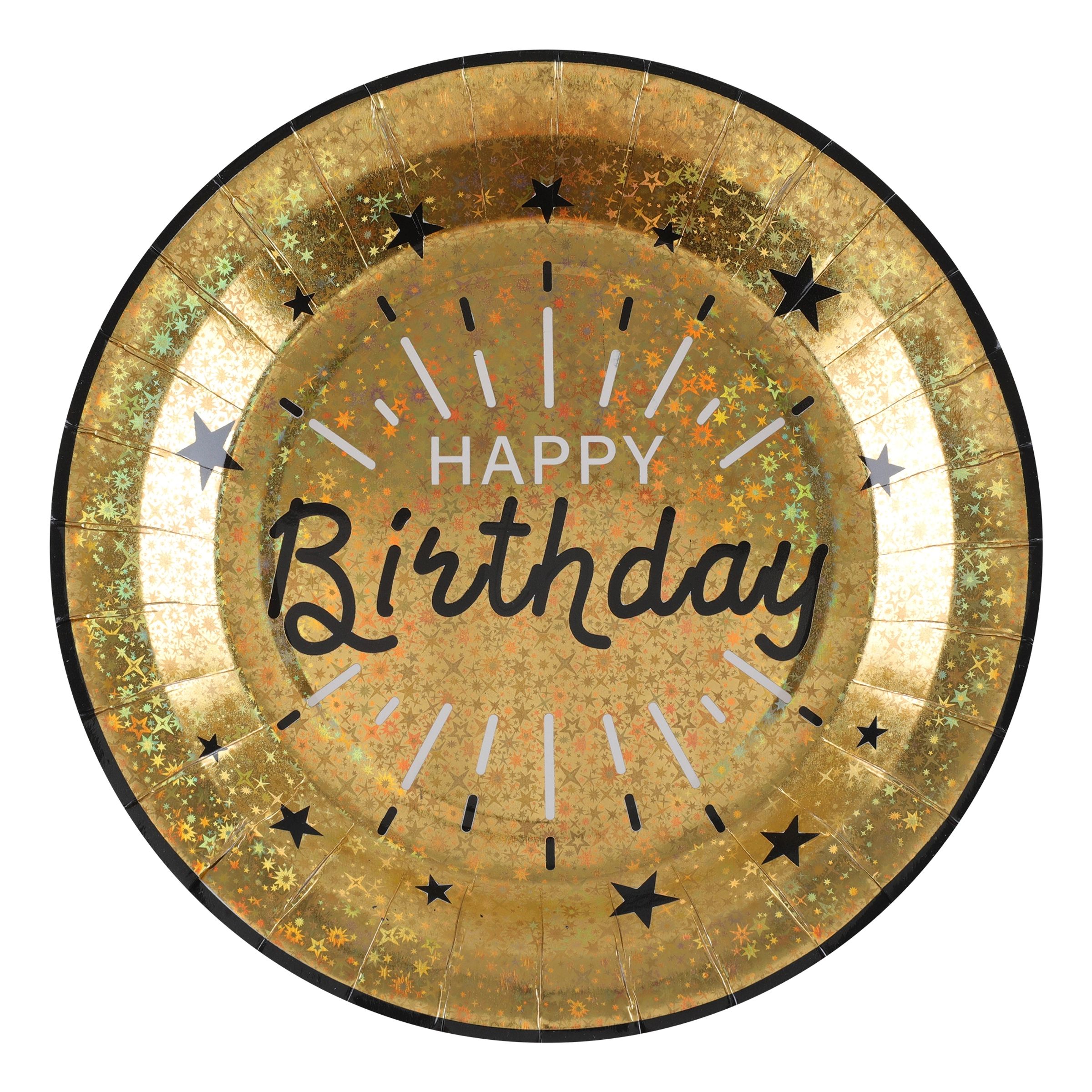 Läs mer om Papperstallrikar Sparkling Happy Birthday Svart/Guld - 10-pack