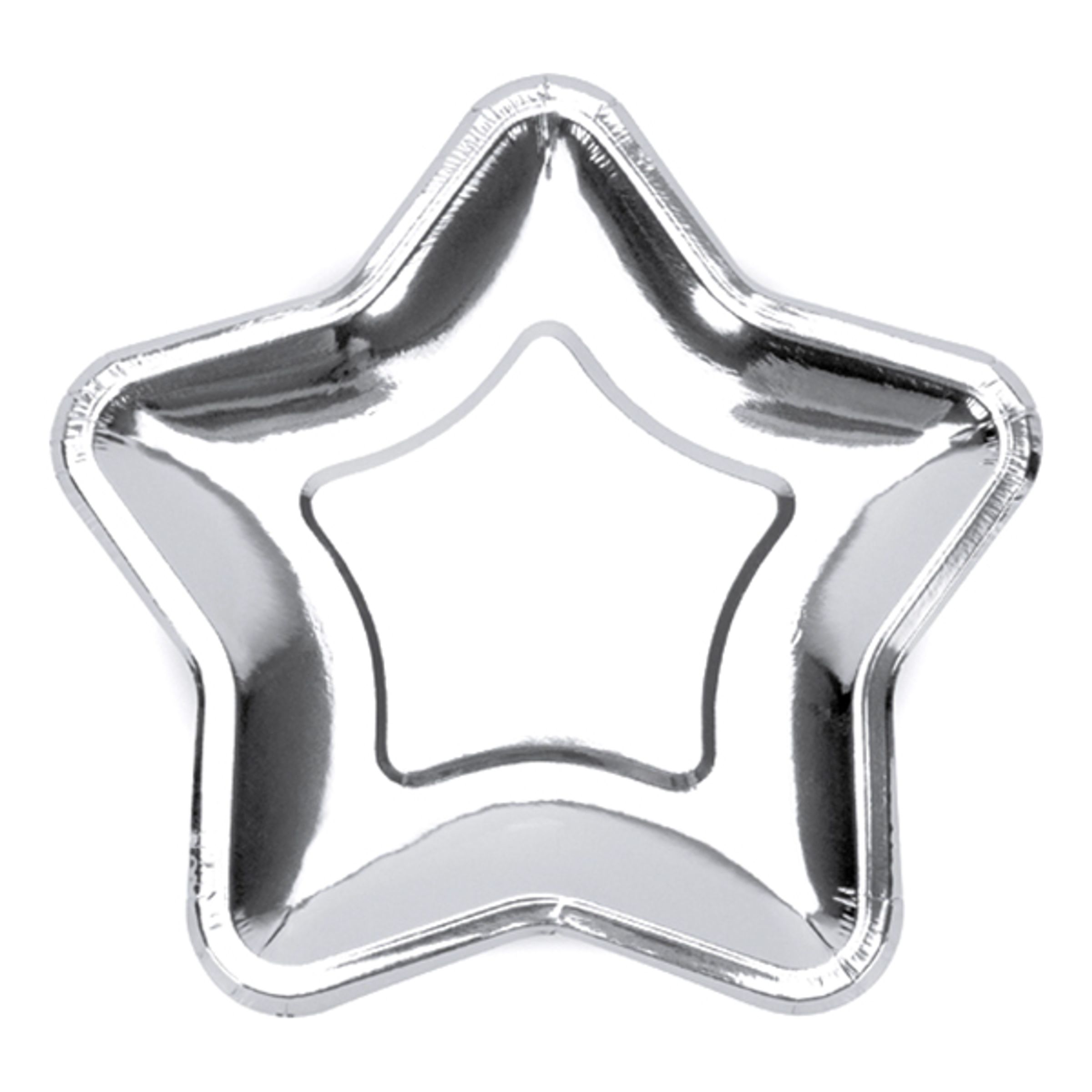 Läs mer om Papperstallrikar Stjärna Silver Metallic - 6-pack