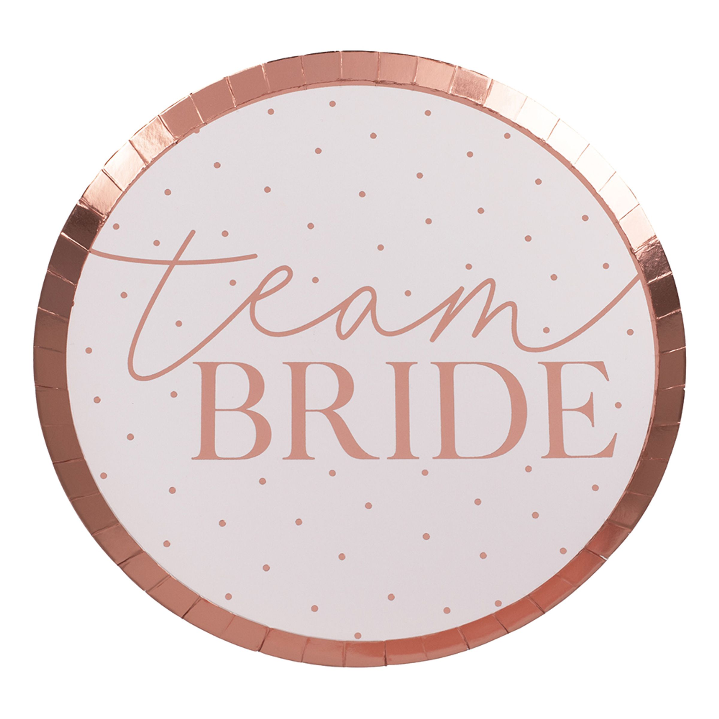 Läs mer om Papperstallrikar Team Bride Rosa/Roséguld