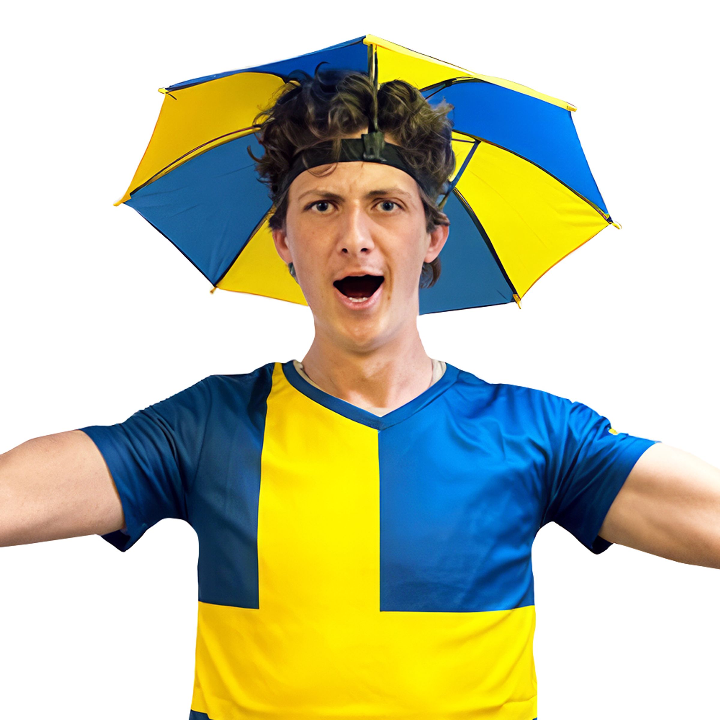 Läs mer om Paraplyhatt Blå/Gul - One size