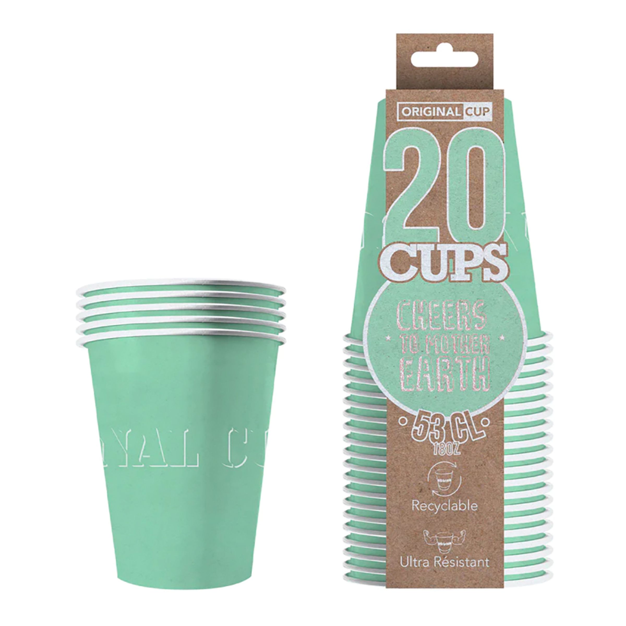 Läs mer om Party Cups i Papp Grön Pastell - 20-pack