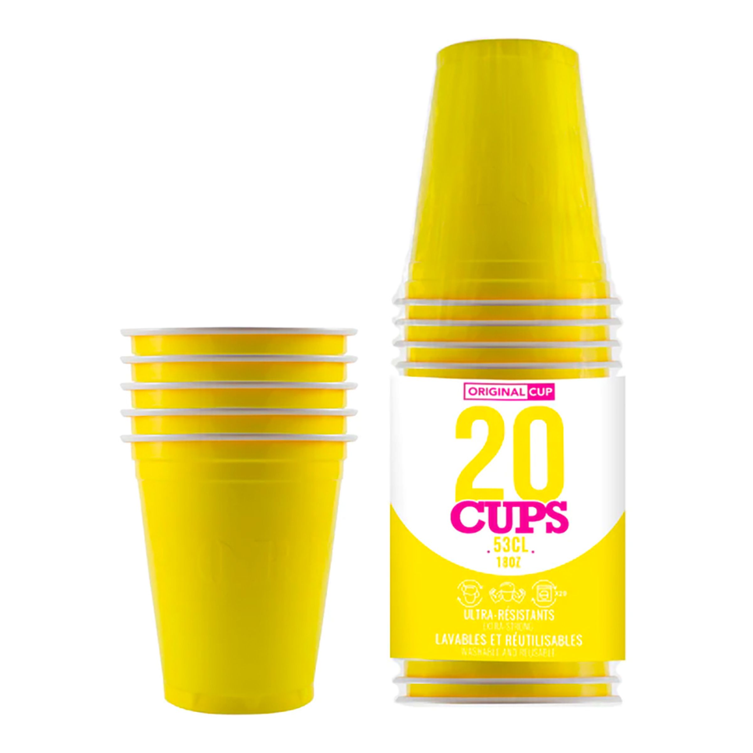 Party Cups i Plast Gula - 20-pack
