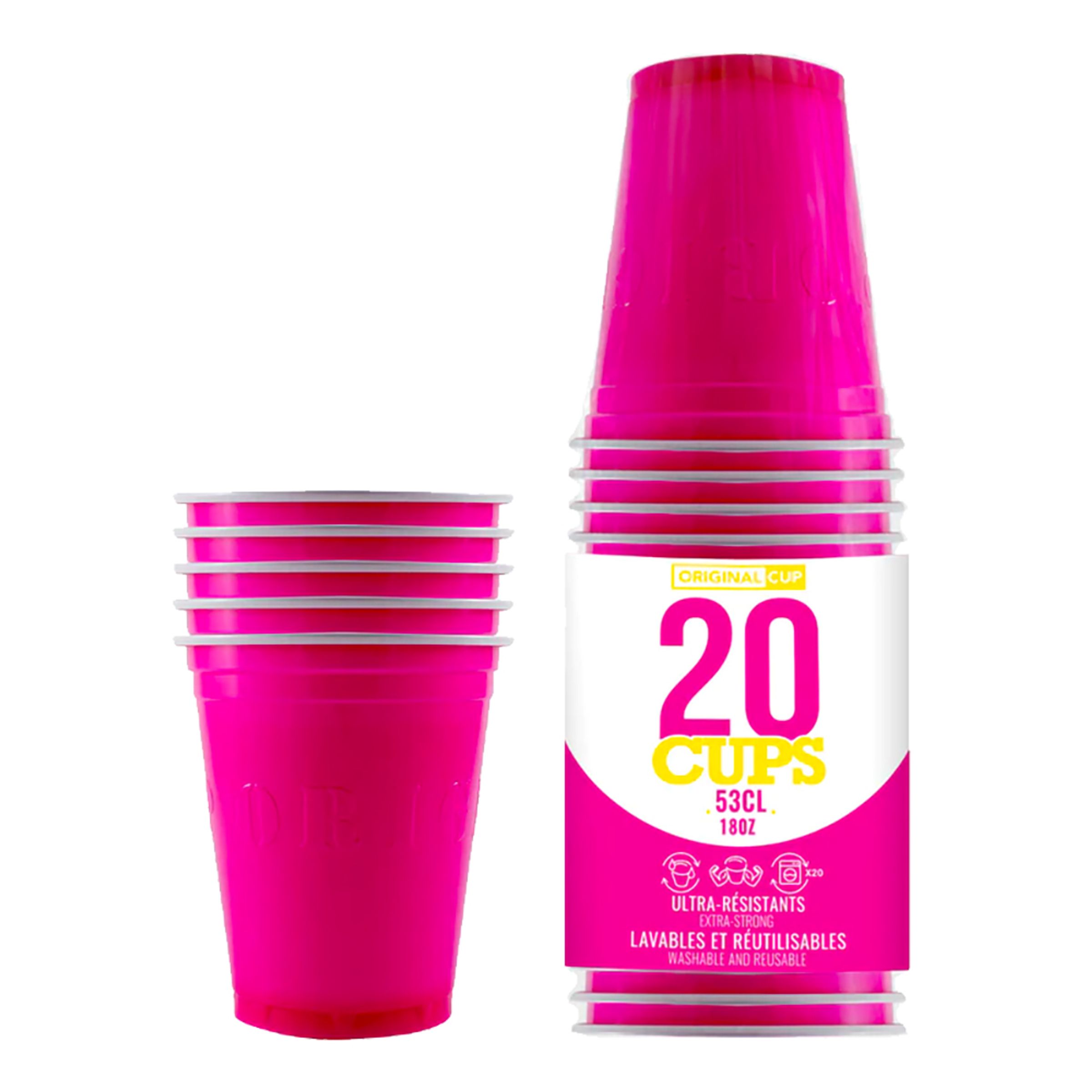 Party Cups i Plast Rosa - 20-pack