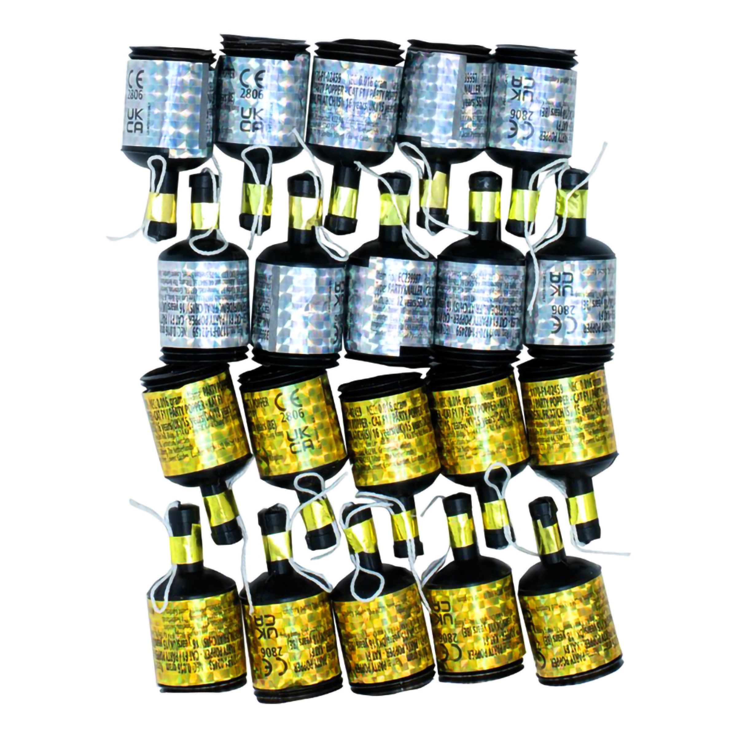 Party Poppers Silver/Guld - 20-pack