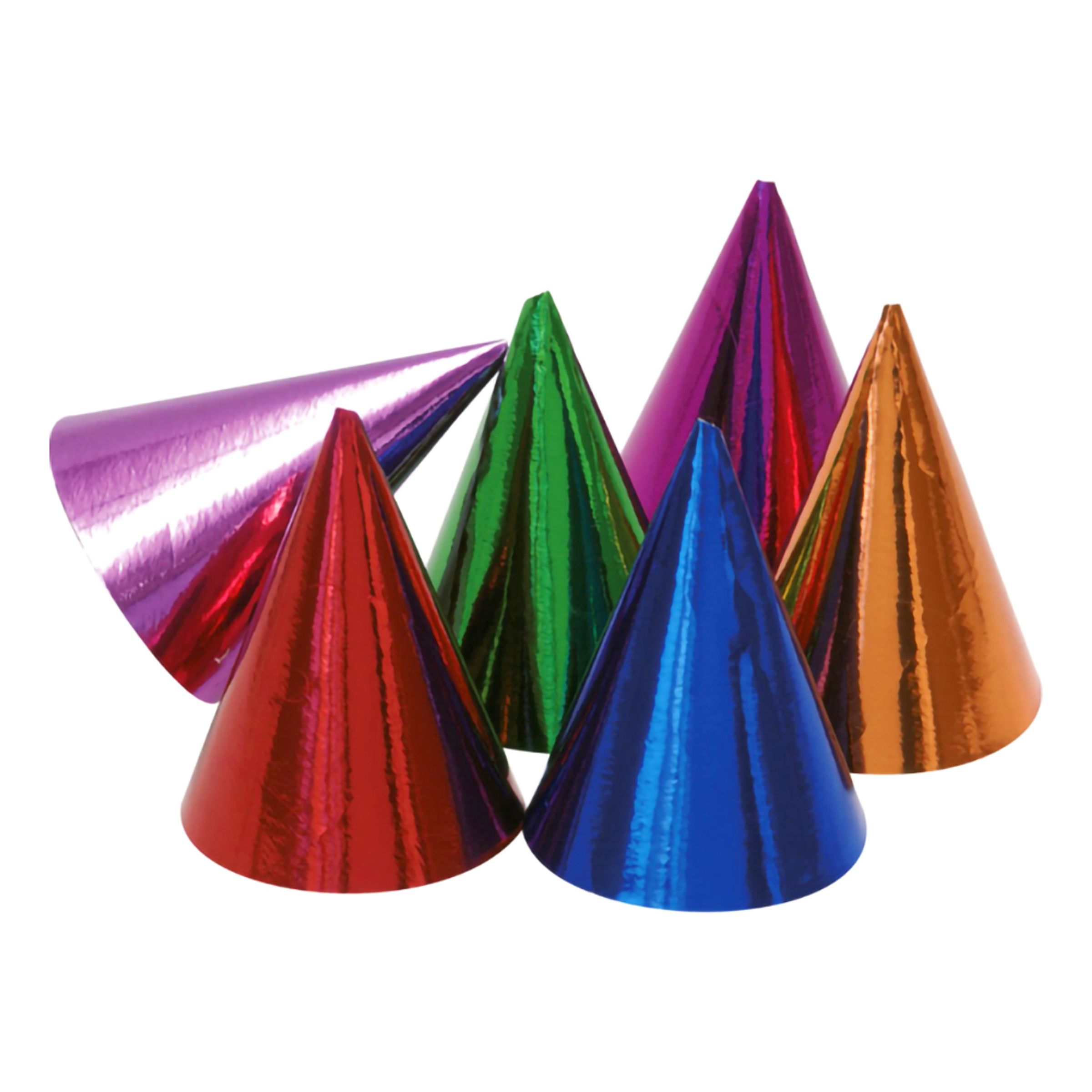 Läs mer om Partyhattar Flerfärgade Metallic - 10-pack