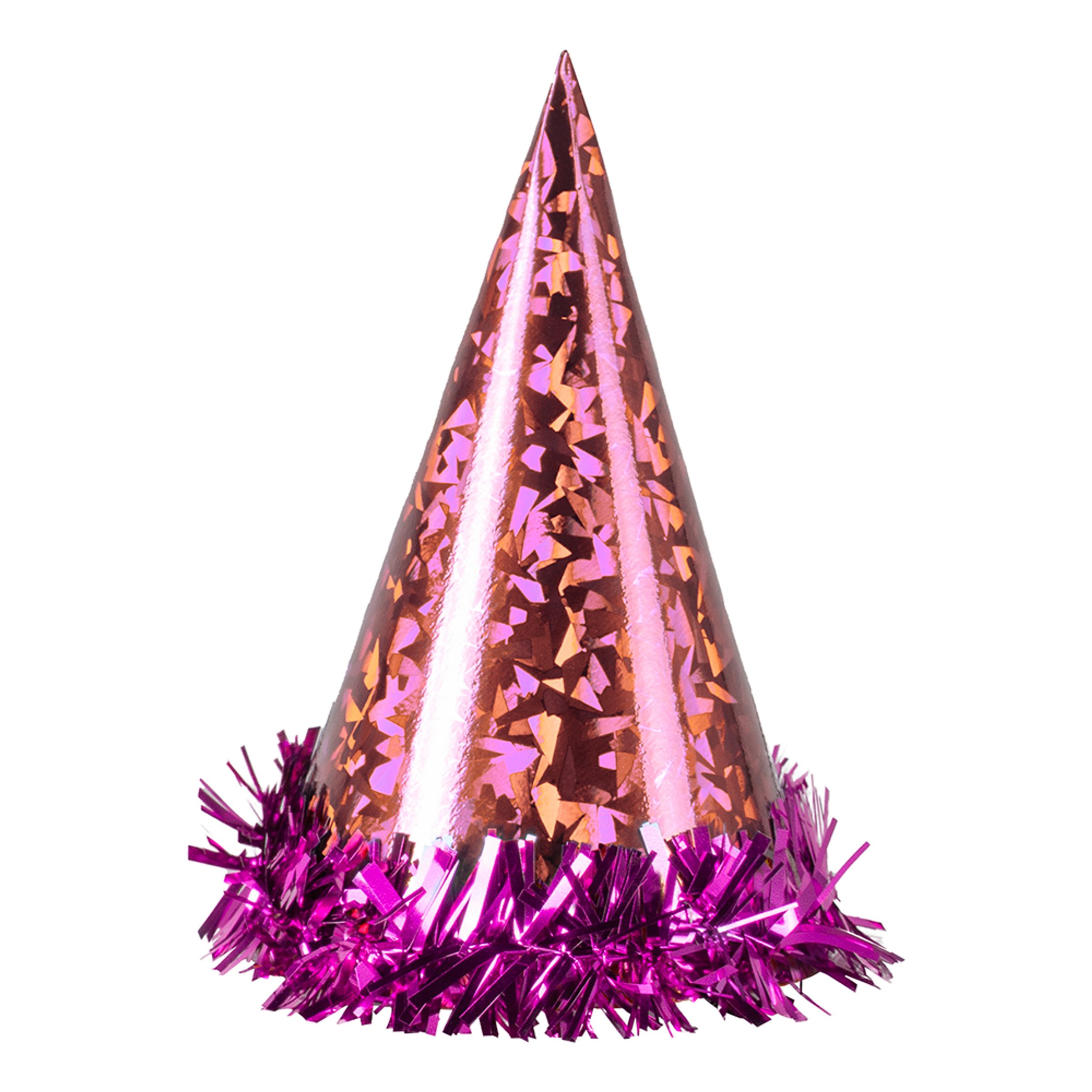 Partyhattar Hologram Rosa - 6-pack