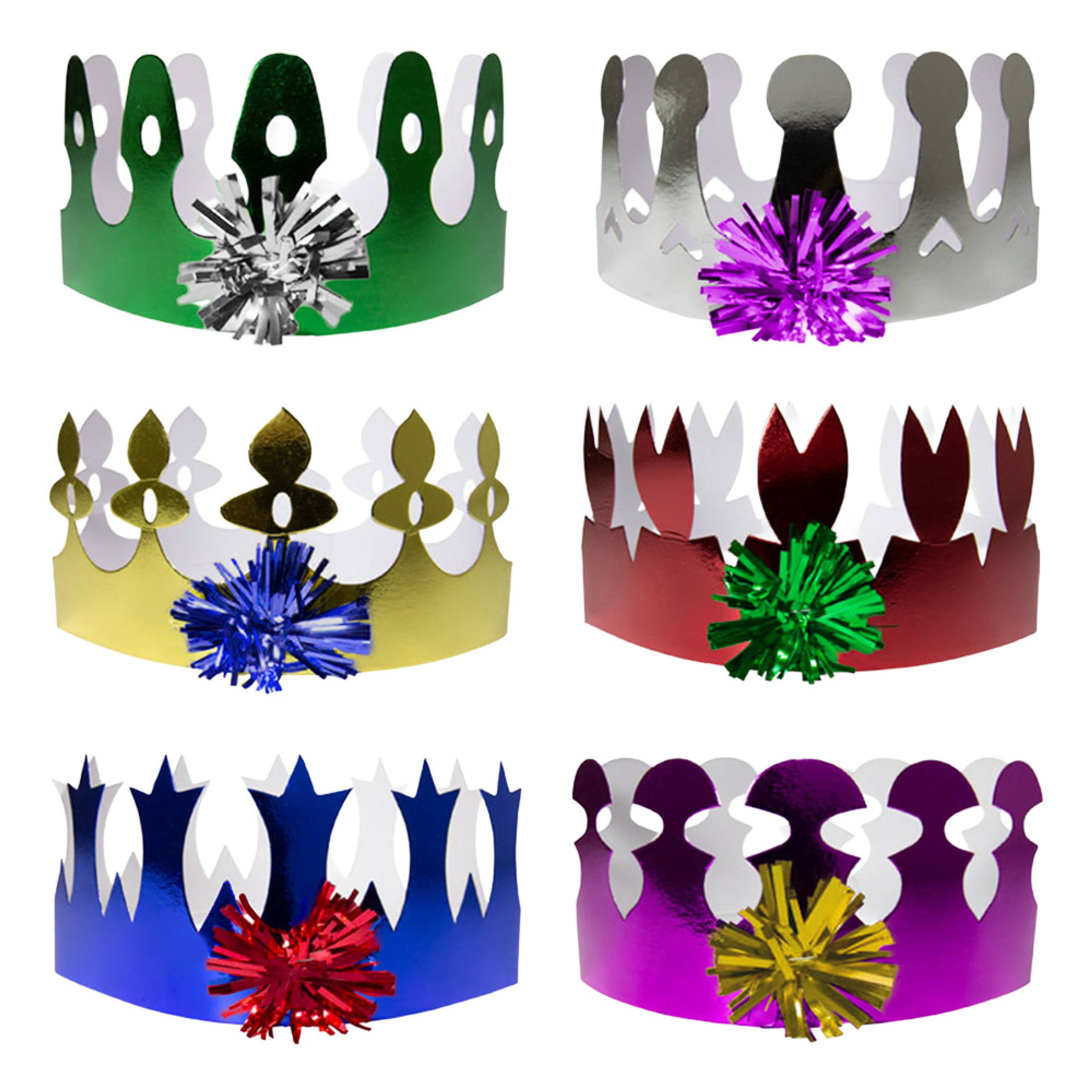 Partyhattar Kungakrona Metallic Flerfärgade - 6-pack