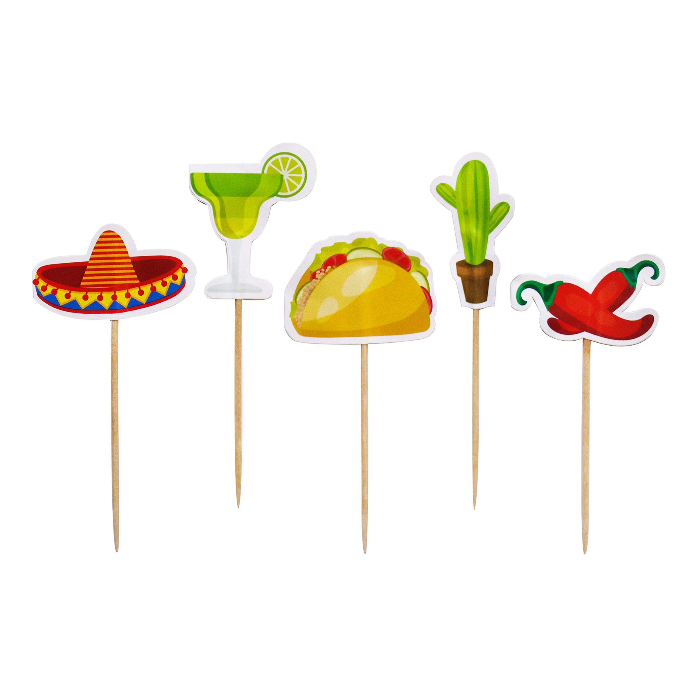 Partypicks Tacoparty - 15-pack | Hem - Festartiklar - Festdekoration - Tårtdekorationer | Party Outlet