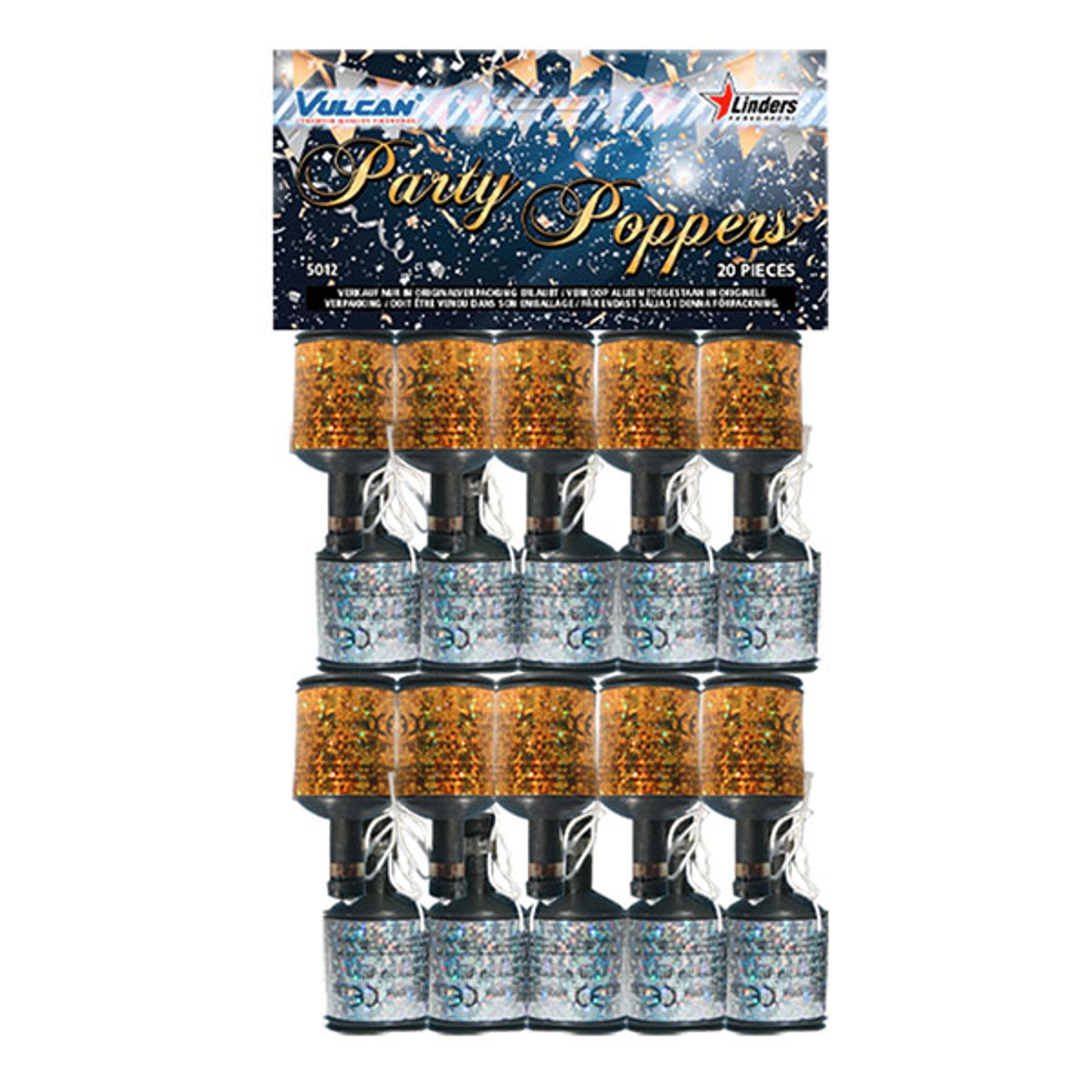 Läs mer om Party Poppers Guld/Silver - 20-pack