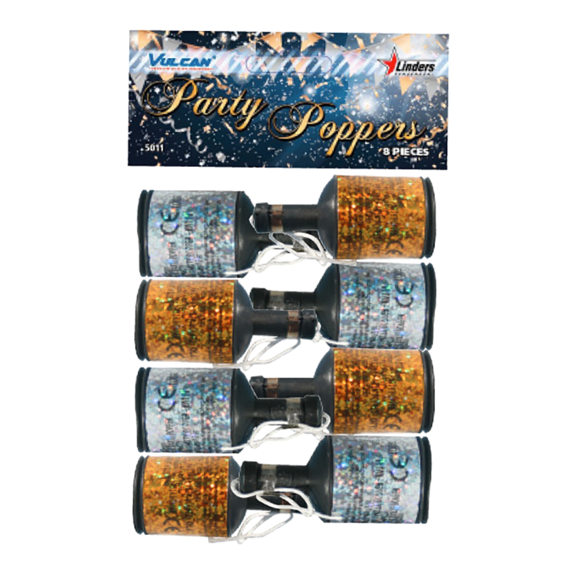Läs mer om Party Poppers Guld/Silver - 8-pack