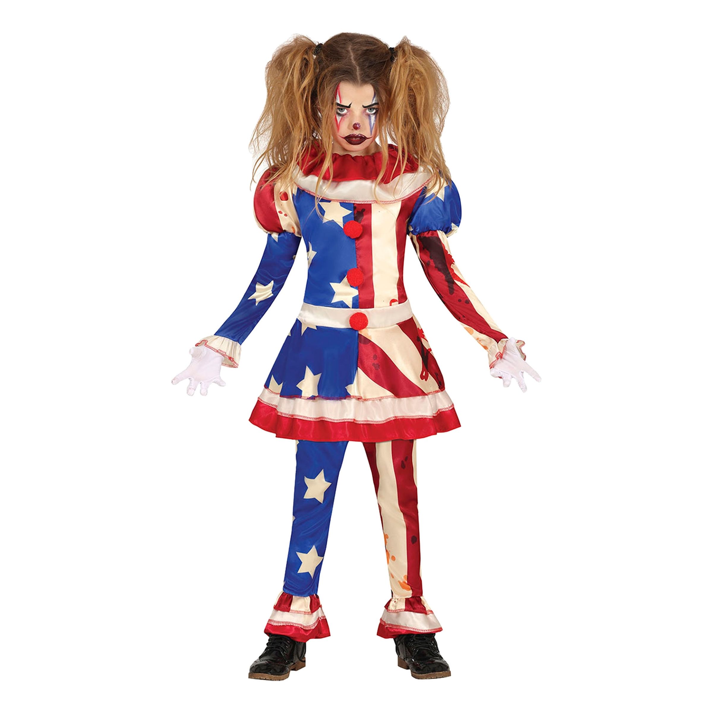 Läs mer om Patriotisk Clown Barn Maskeraddräkt - Small