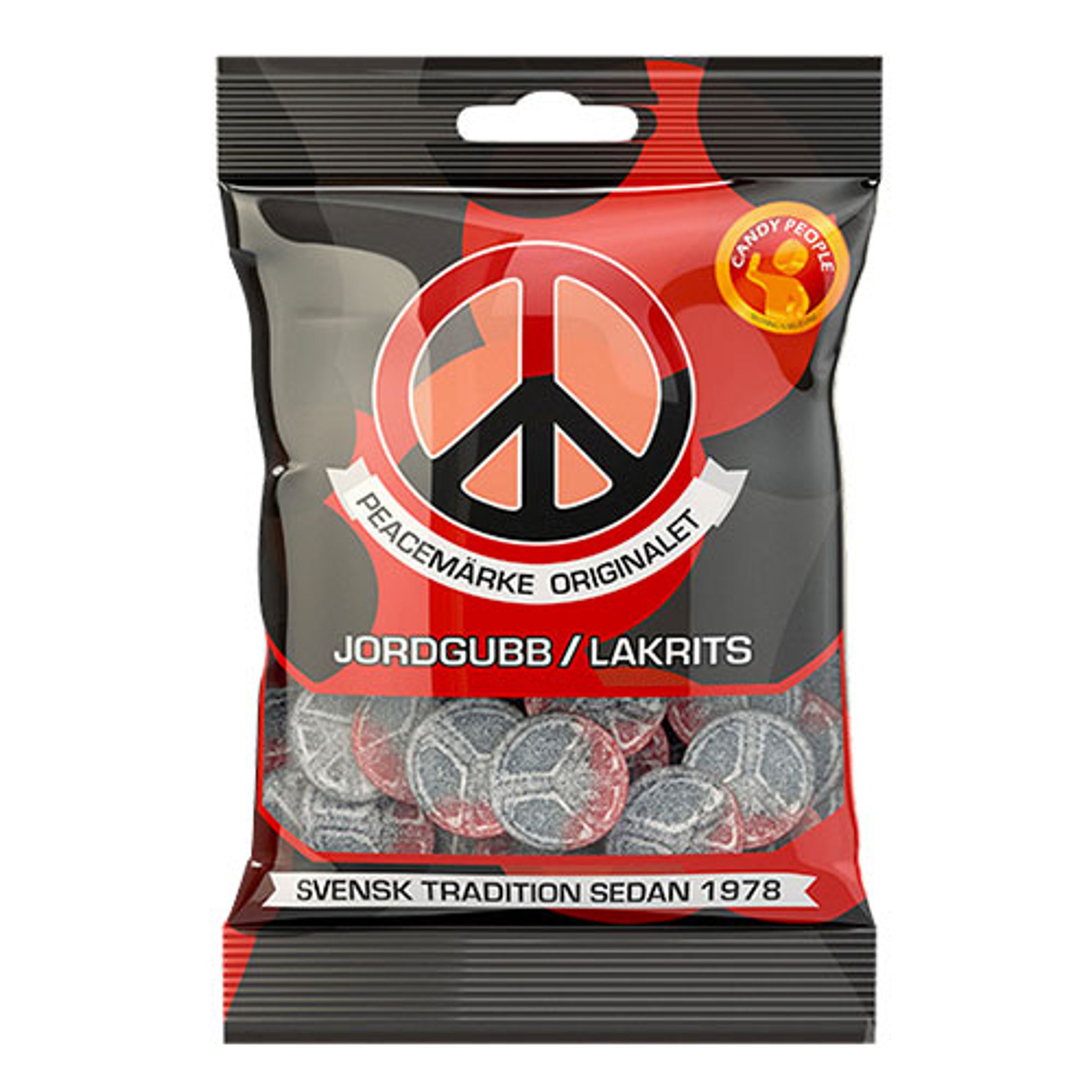 Läs mer om Peacemärken Jordgubb-Lakrits i Påse - 80 gram