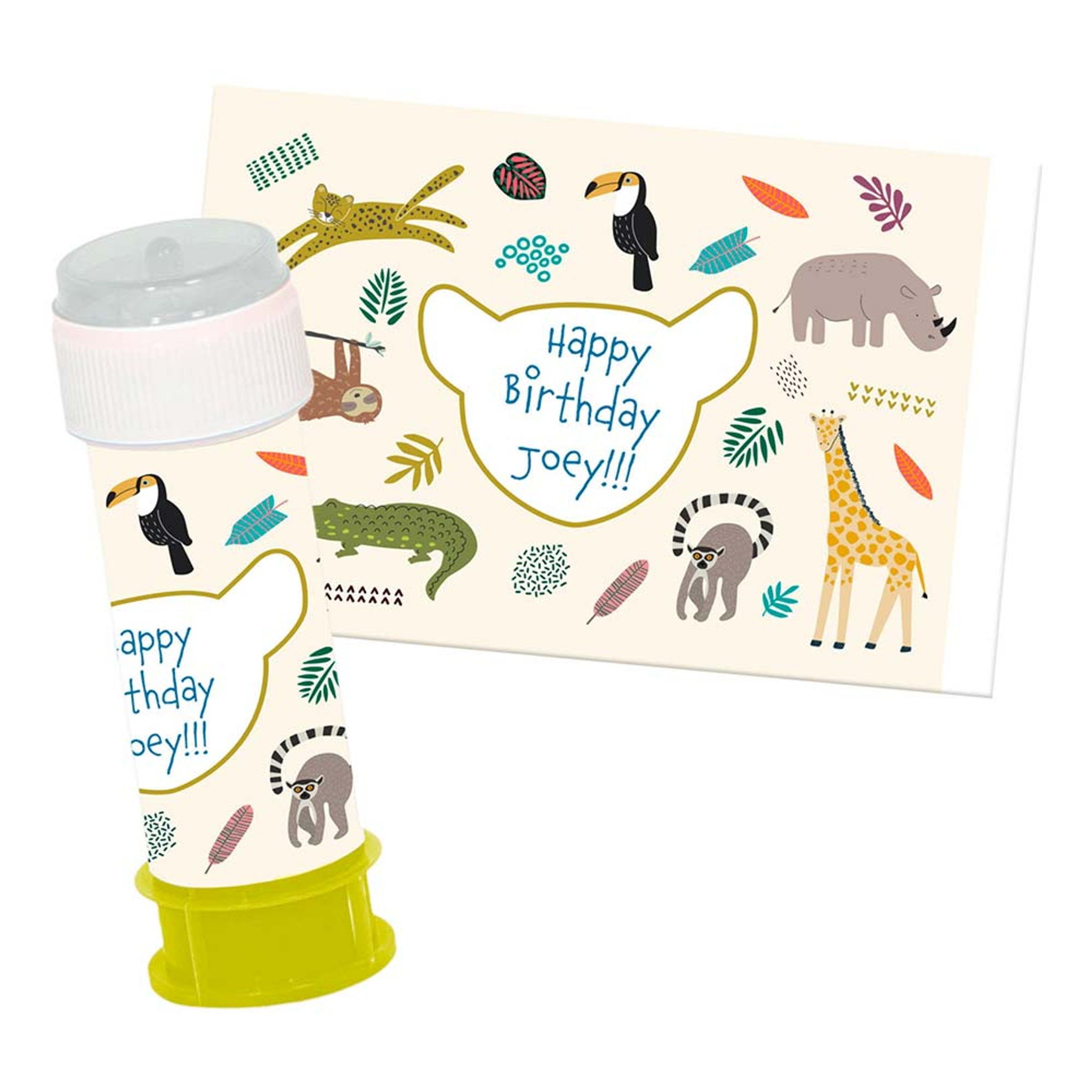 Läs mer om Personliga Stickers för Såpbubblor Zoo Party - 6-pack