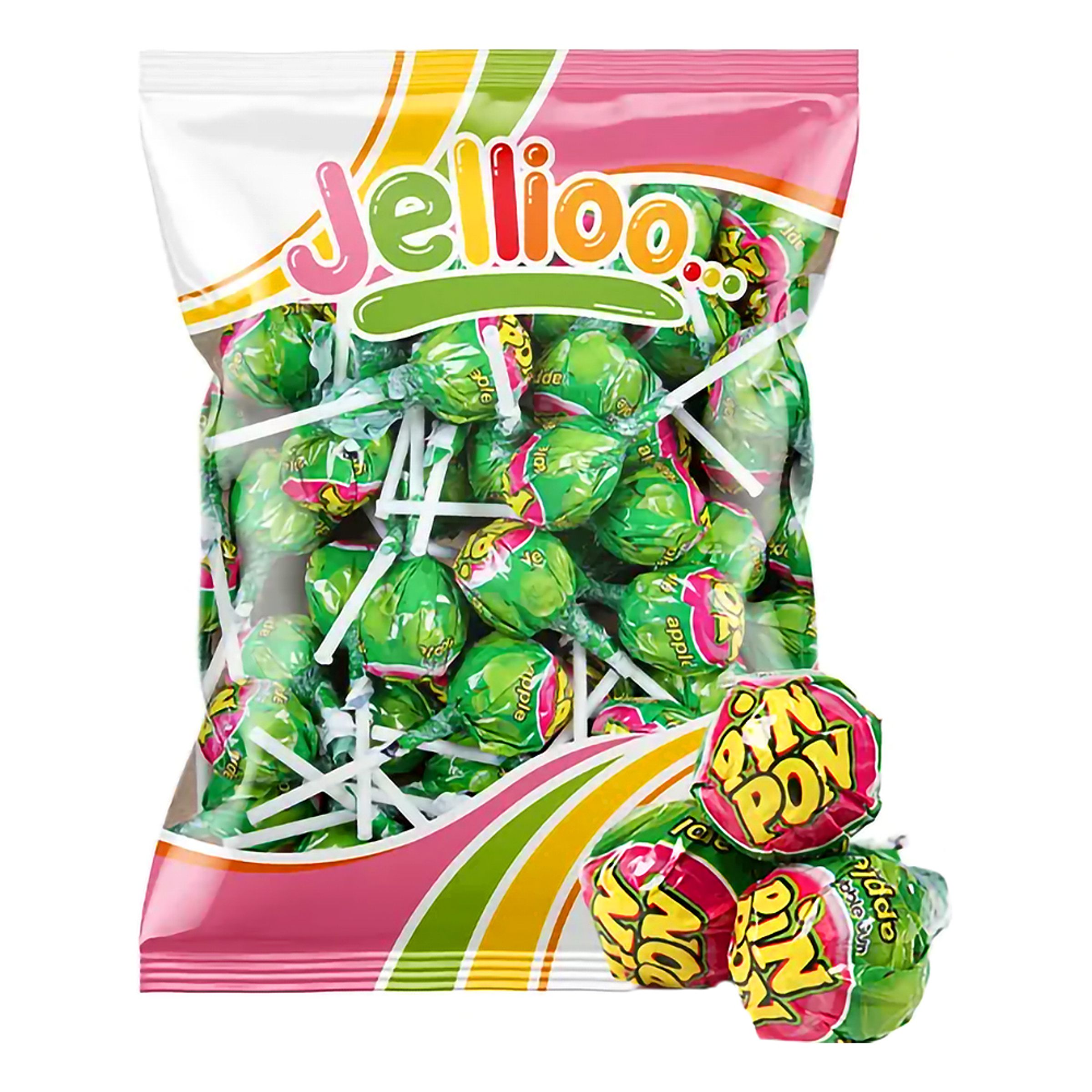 Pin Pon Lollipop Gum Sour Green Apple Storpack - 53-pack