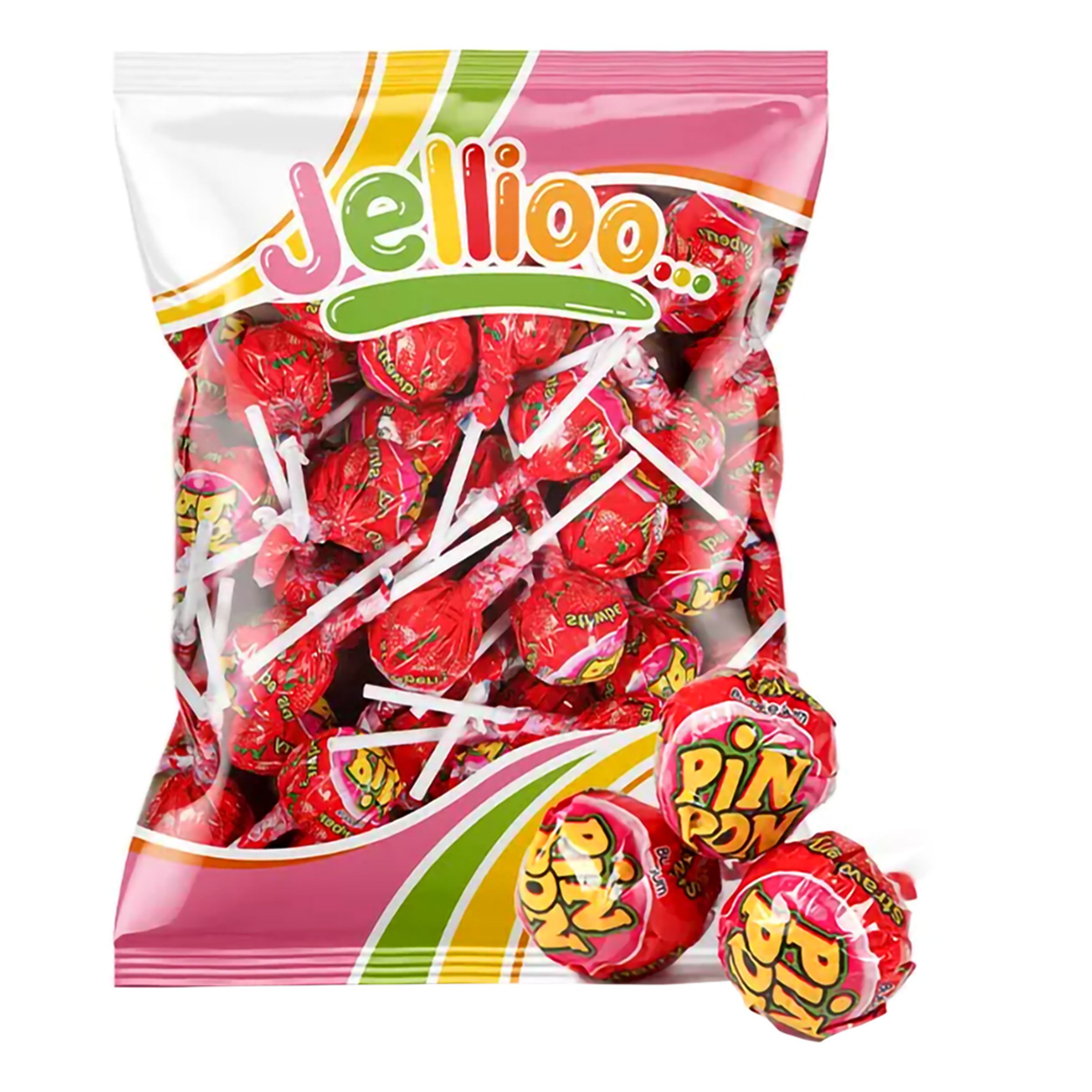 Pin Pon Lollipop Gum Sour Strawberry Storpack - 53-pack | Hem//Godis & Läsk//Godis//Tuggummi Och Pastiller | PartyOutlet