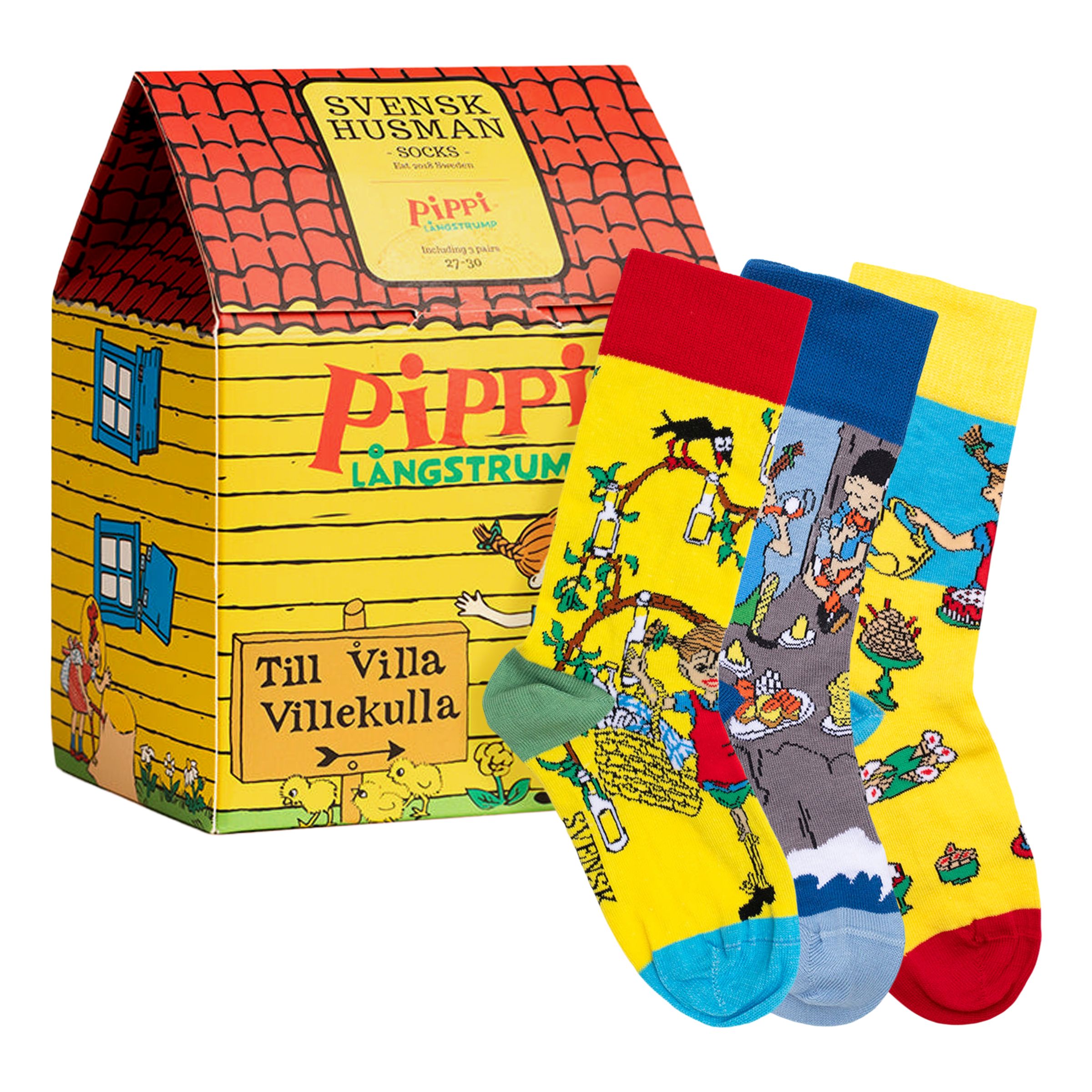 Pippi Långstrump&trade; Villa Villekulla Strumpor för Barn Presentbox - 27-30 | Hem - Roliga Prylar - Kläder - Strumpor | Pryloteket