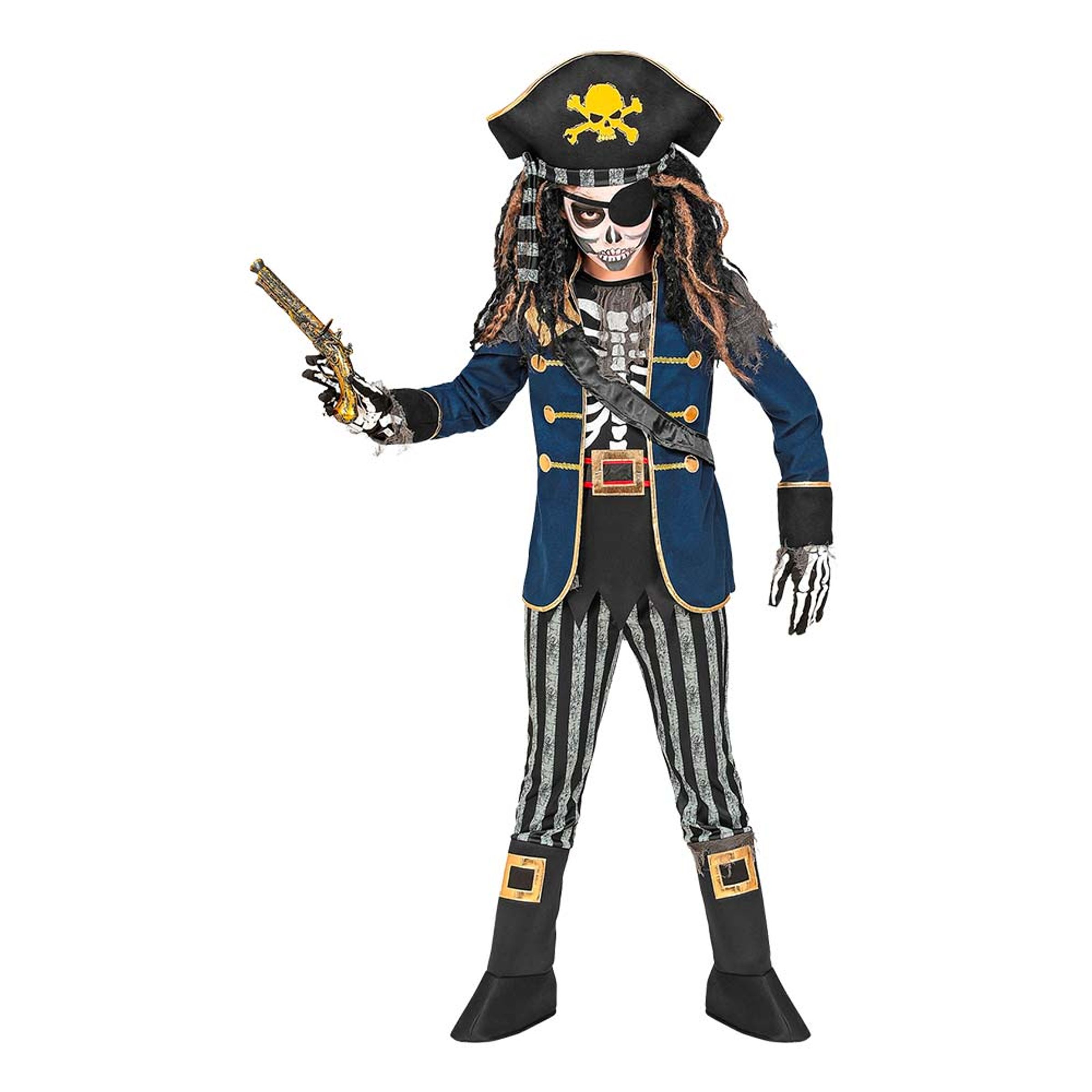 Piratkapten Skelett Barn Maskeraddräkt - Large