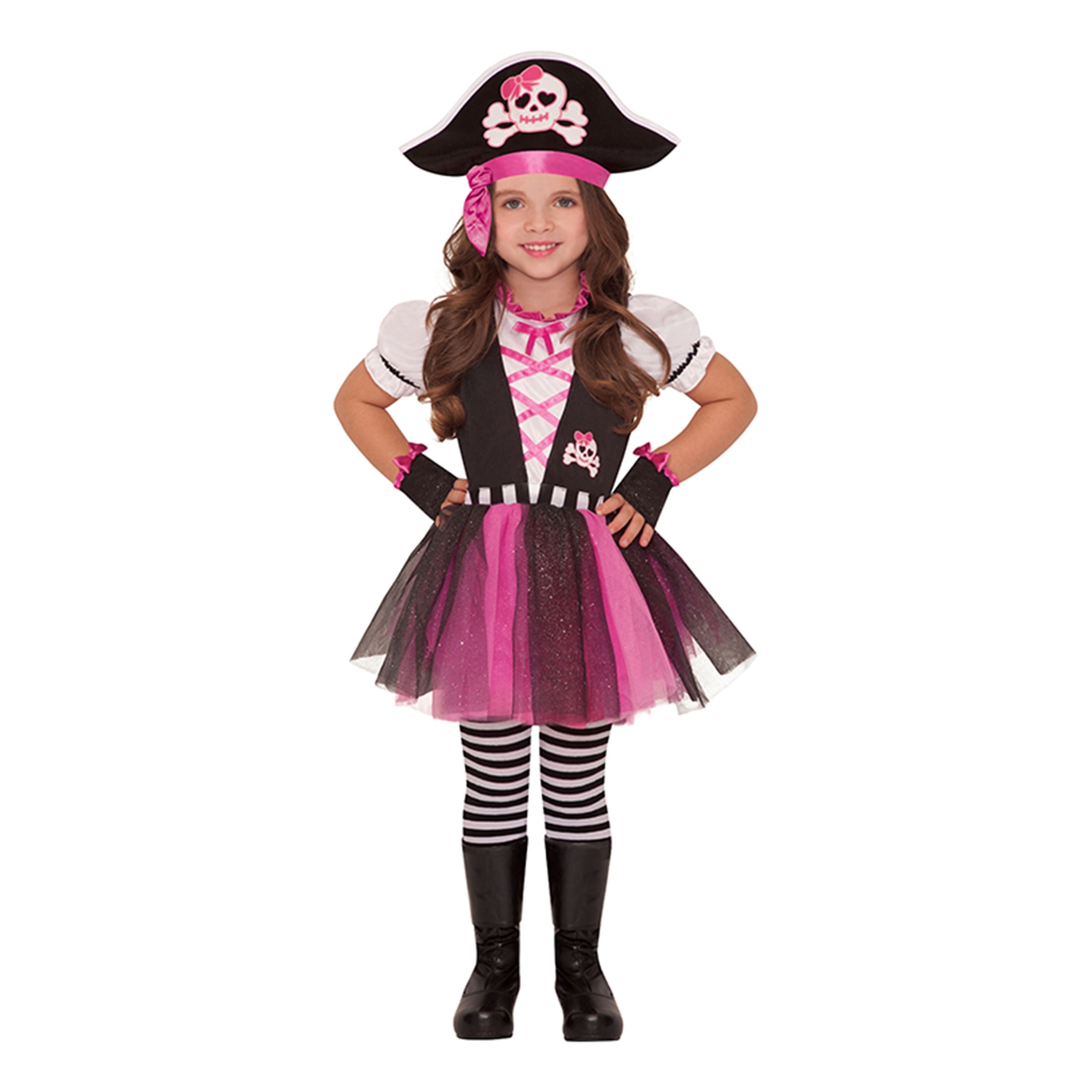 Läs mer om Piratklänning Rosa Barn Maskeraddräkt - X-Small