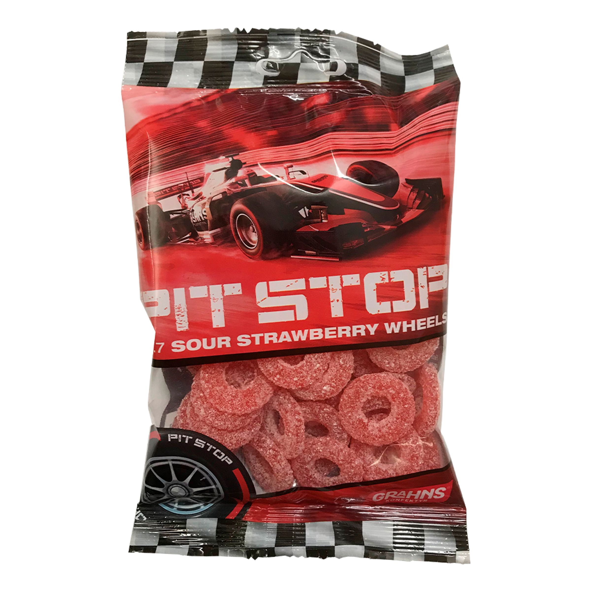 Pit Stop Sour Strawberry Wheels - 120 g