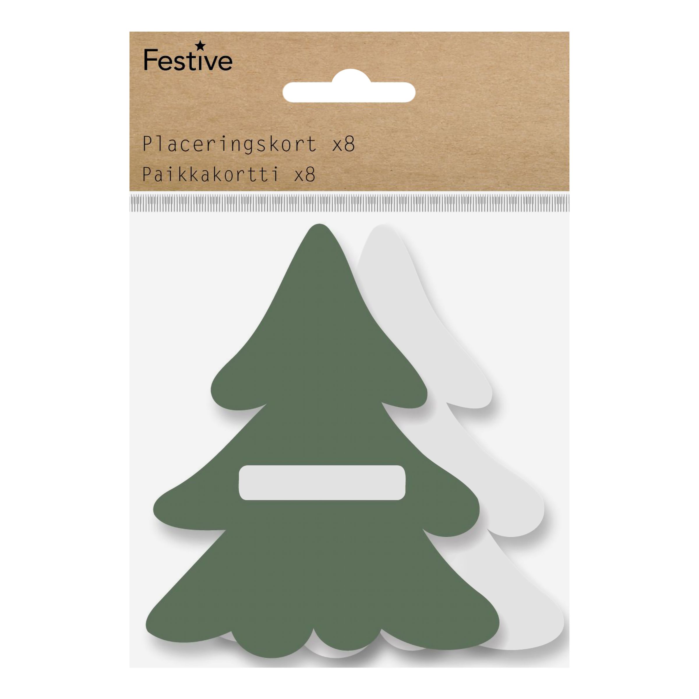 Placeringskort Gran - 8-pack | Hem - Teman - Färger - Grön | Pryloteket