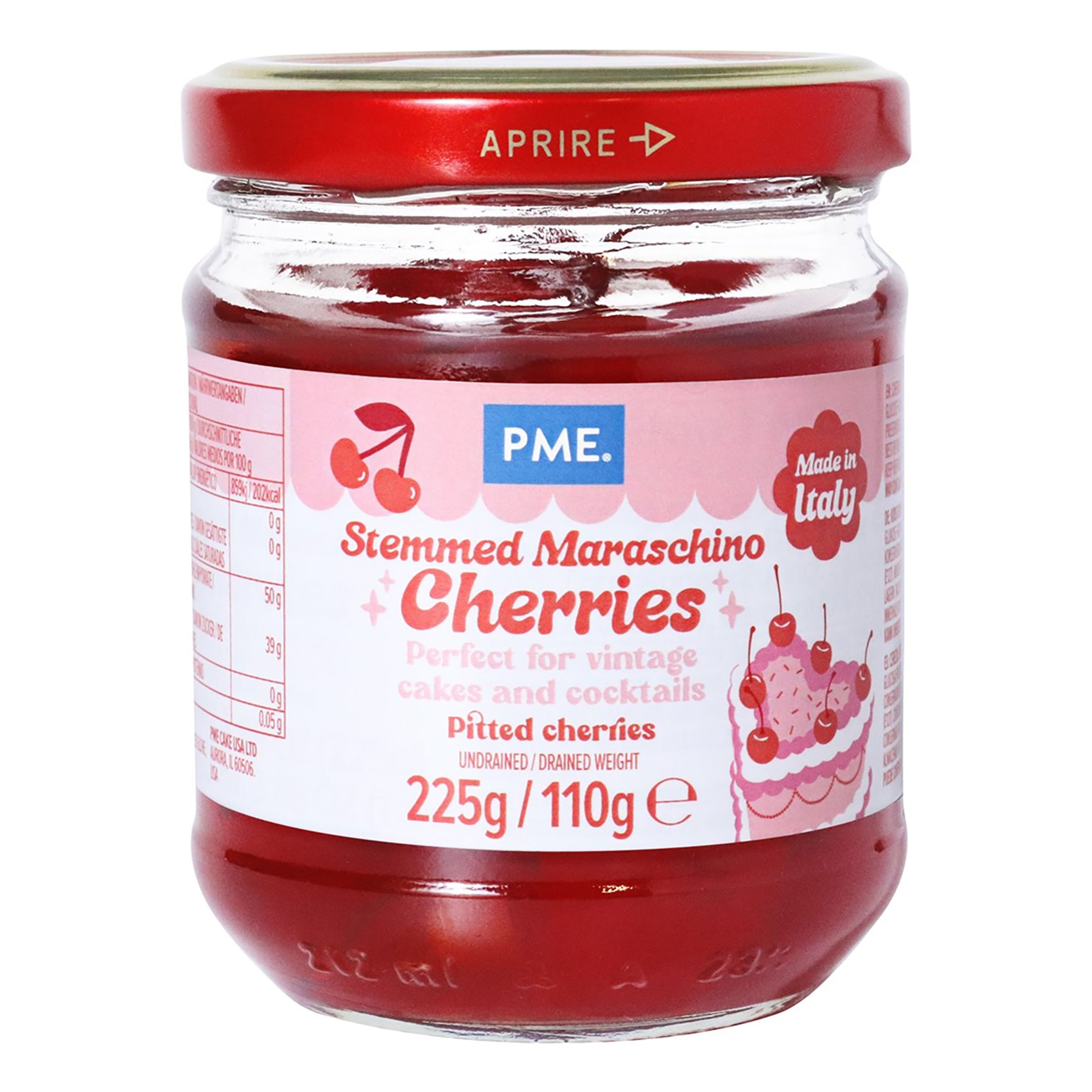 PME Maraschino Körsbär med Röd Stjälk - 225 gram